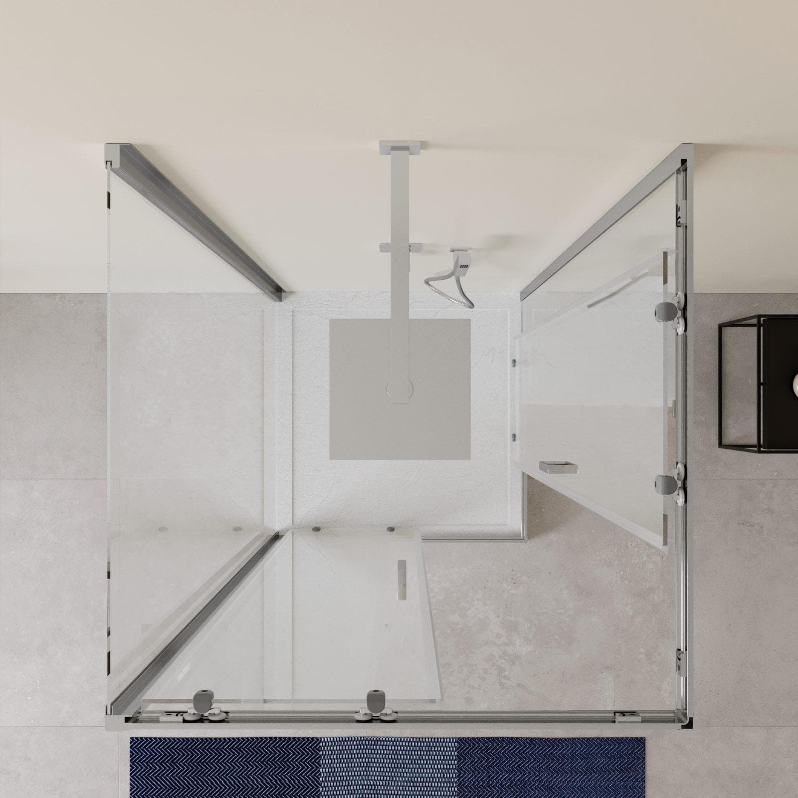 Box doccia 3 lati 90x90x90 cm doppio scorrevole con vetro trasparente e profilo cromo 200h - Skin