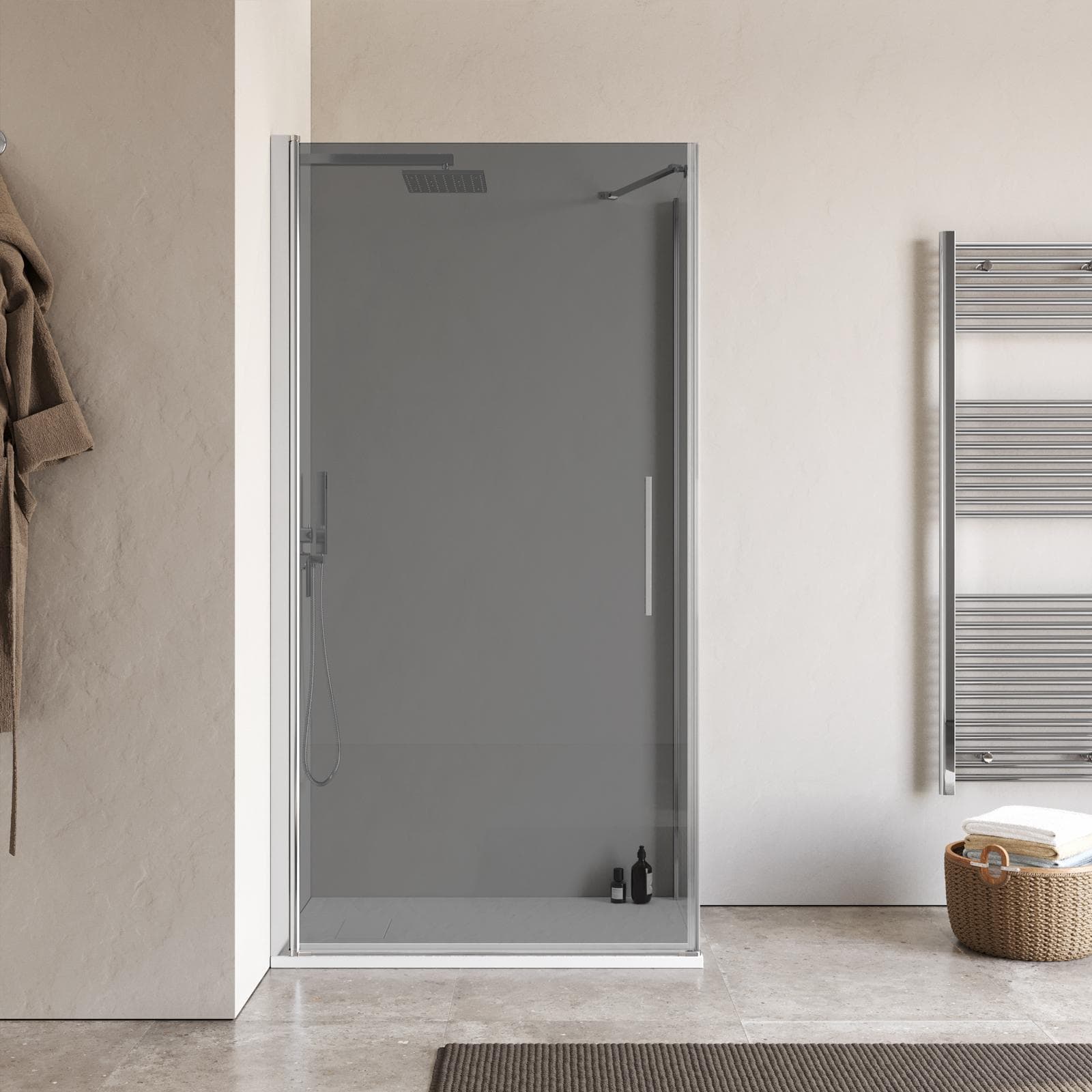 Box doccia 60x100 cm battente 100 cm con vetro temperato fumé e profilo cromo 195h - Nilo