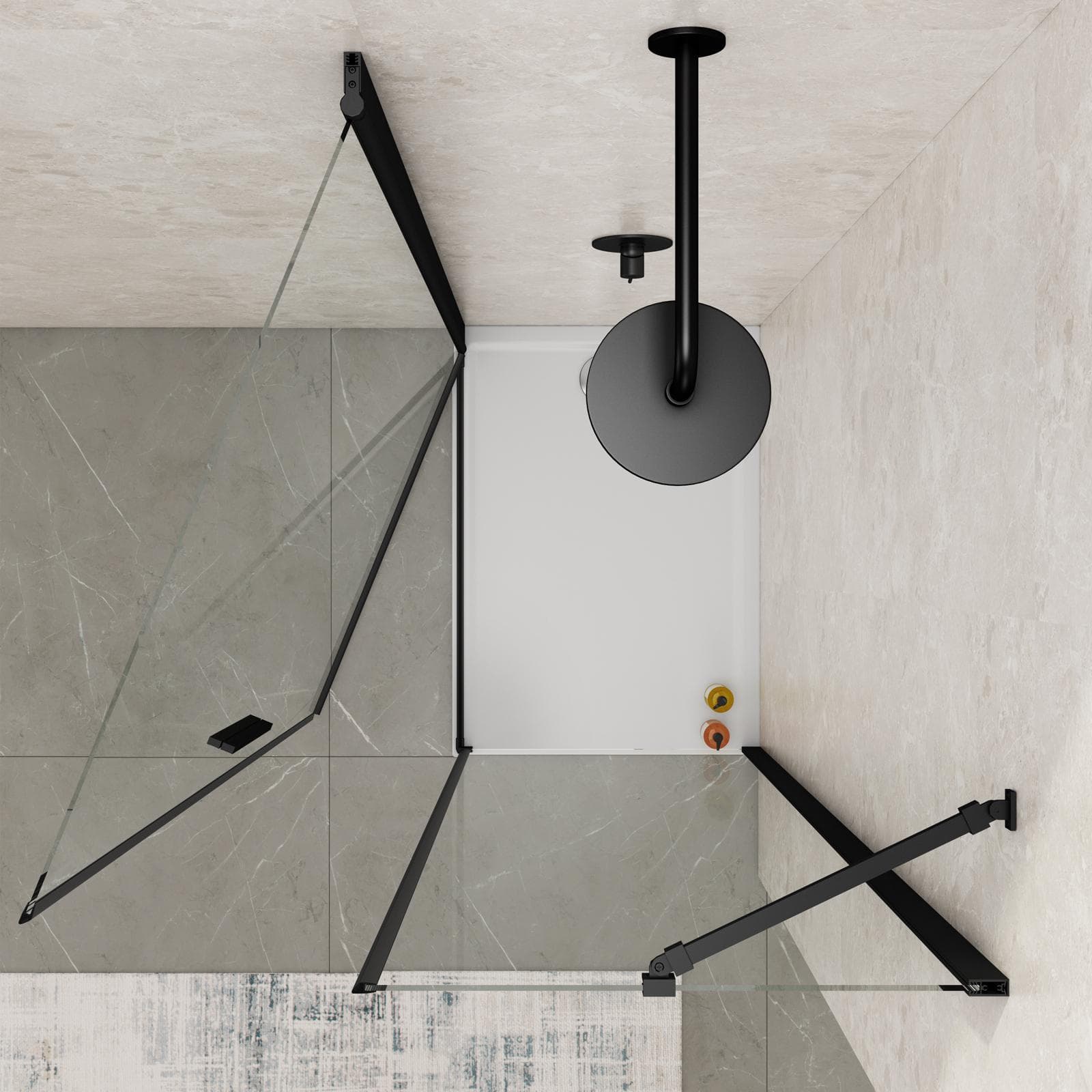 Box doccia 60x100 cm battente in vetro temperato trasparente con profilo nero 195h - Nilo