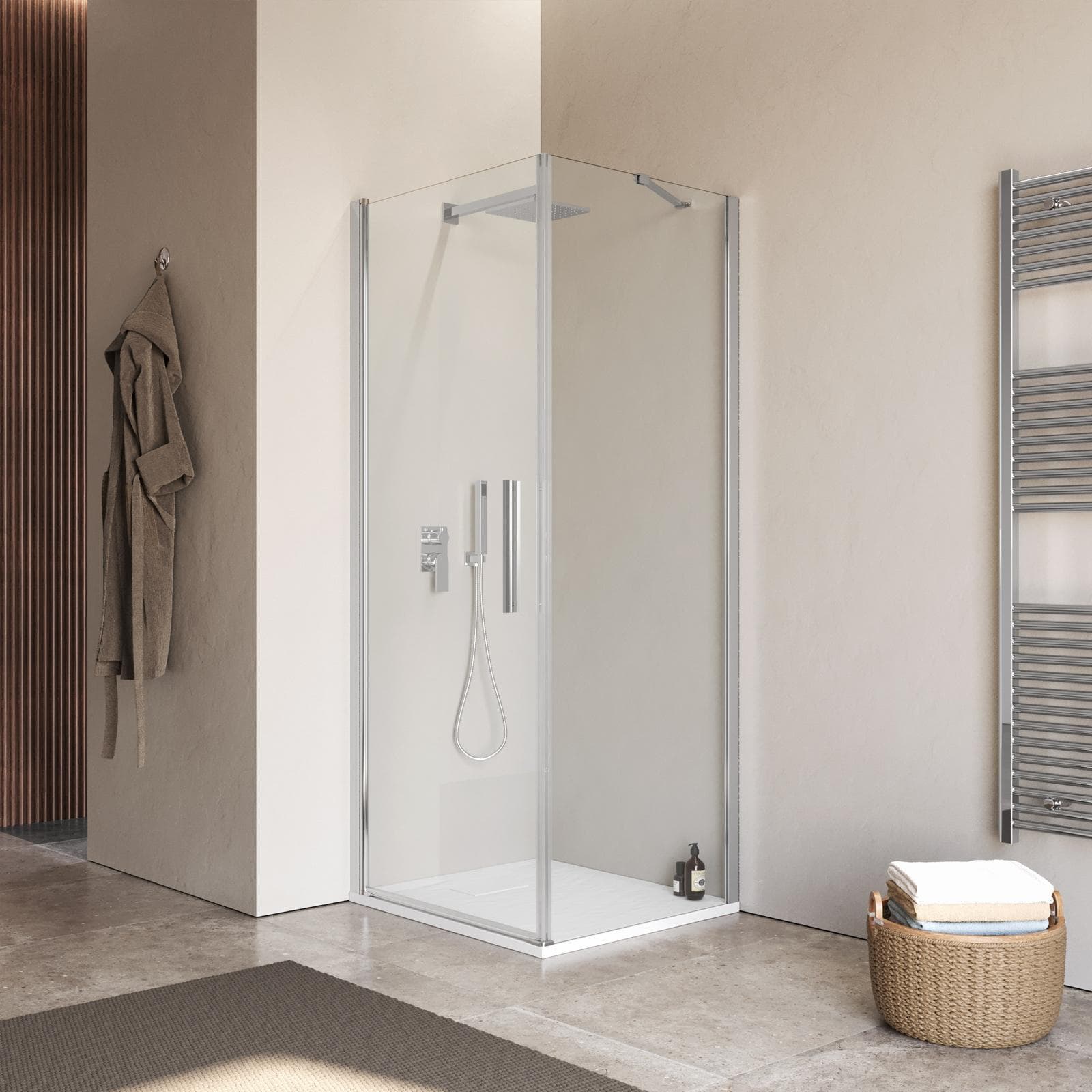 Box doccia 60X75 cm battente 75 cm con vetro temperato trasparente e profilo cromo 195h - Nilo