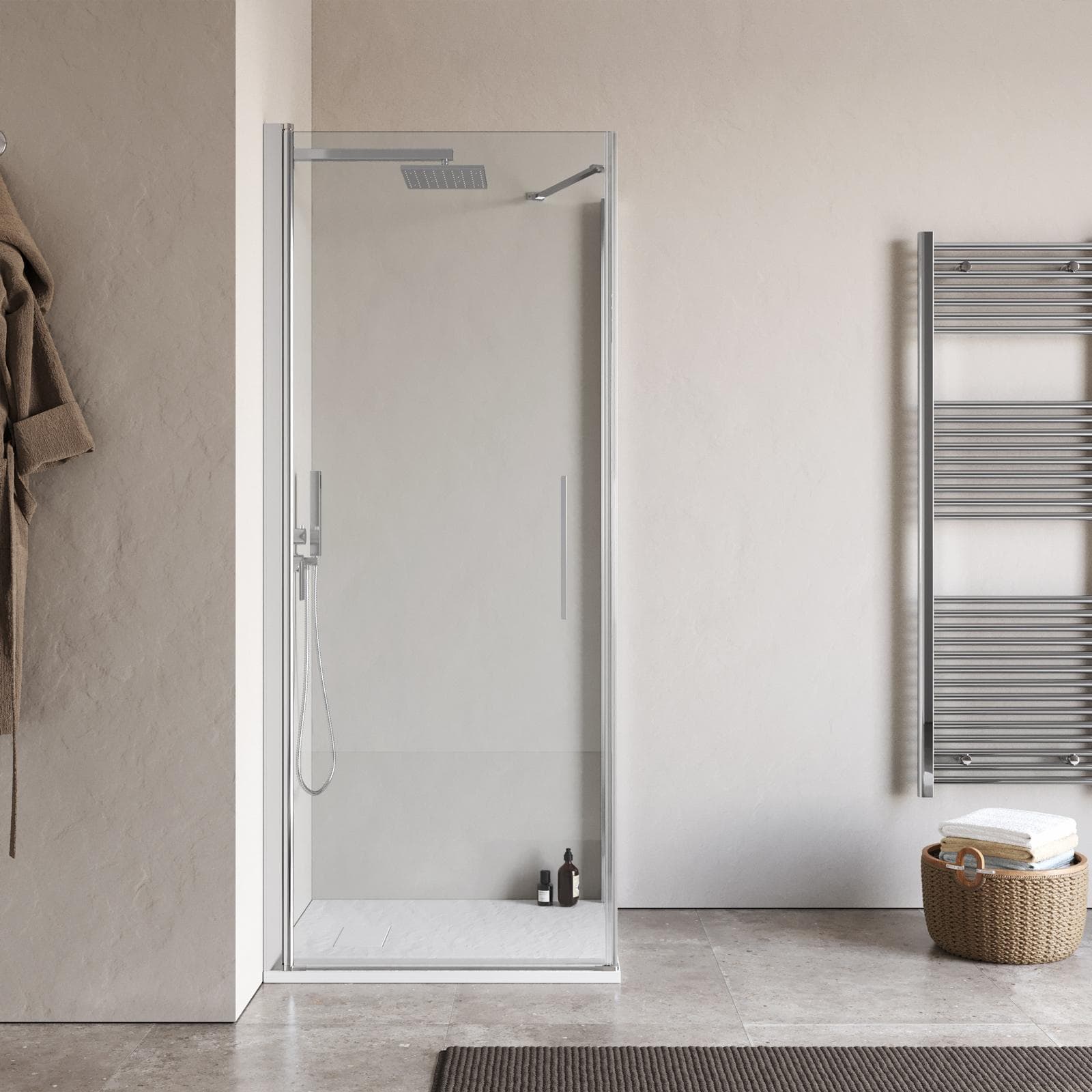 Box doccia 60X75 cm battente 75 cm con vetro temperato trasparente e profilo cromo 195h - Nilo