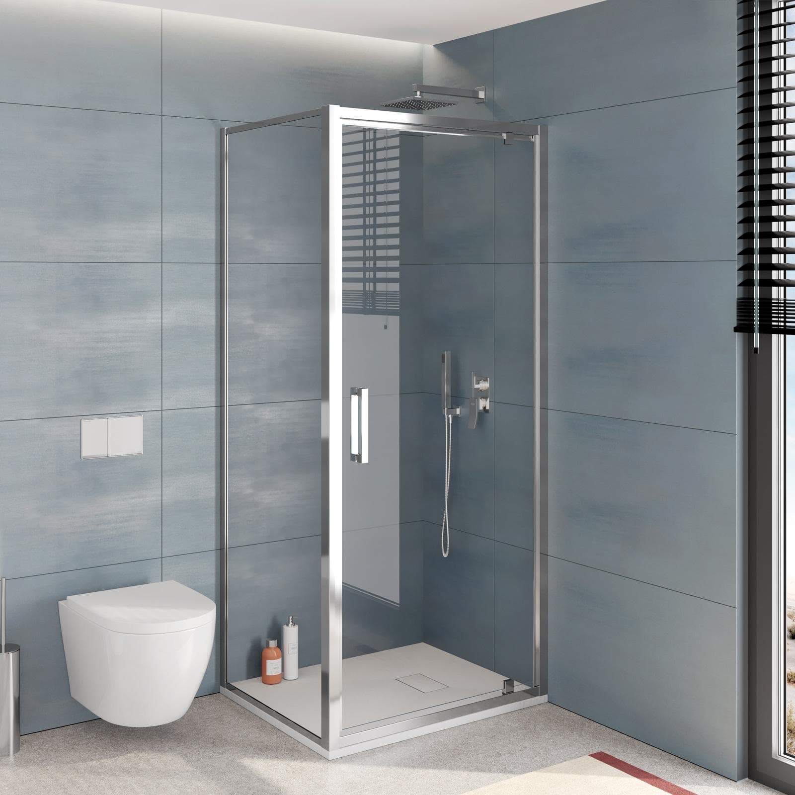 Box doccia 65x100 cm battente vetro trasparente anticalcare profilo cromo 195h - Moritz