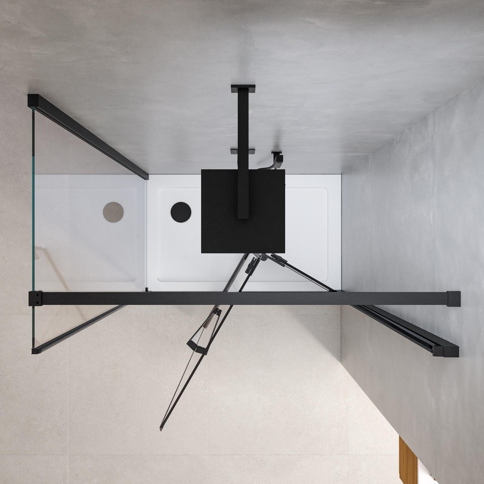 Box doccia 65x105 cm a soffietto vetro anticalcare trasparente e profilo nero opaco 195h - Flexy