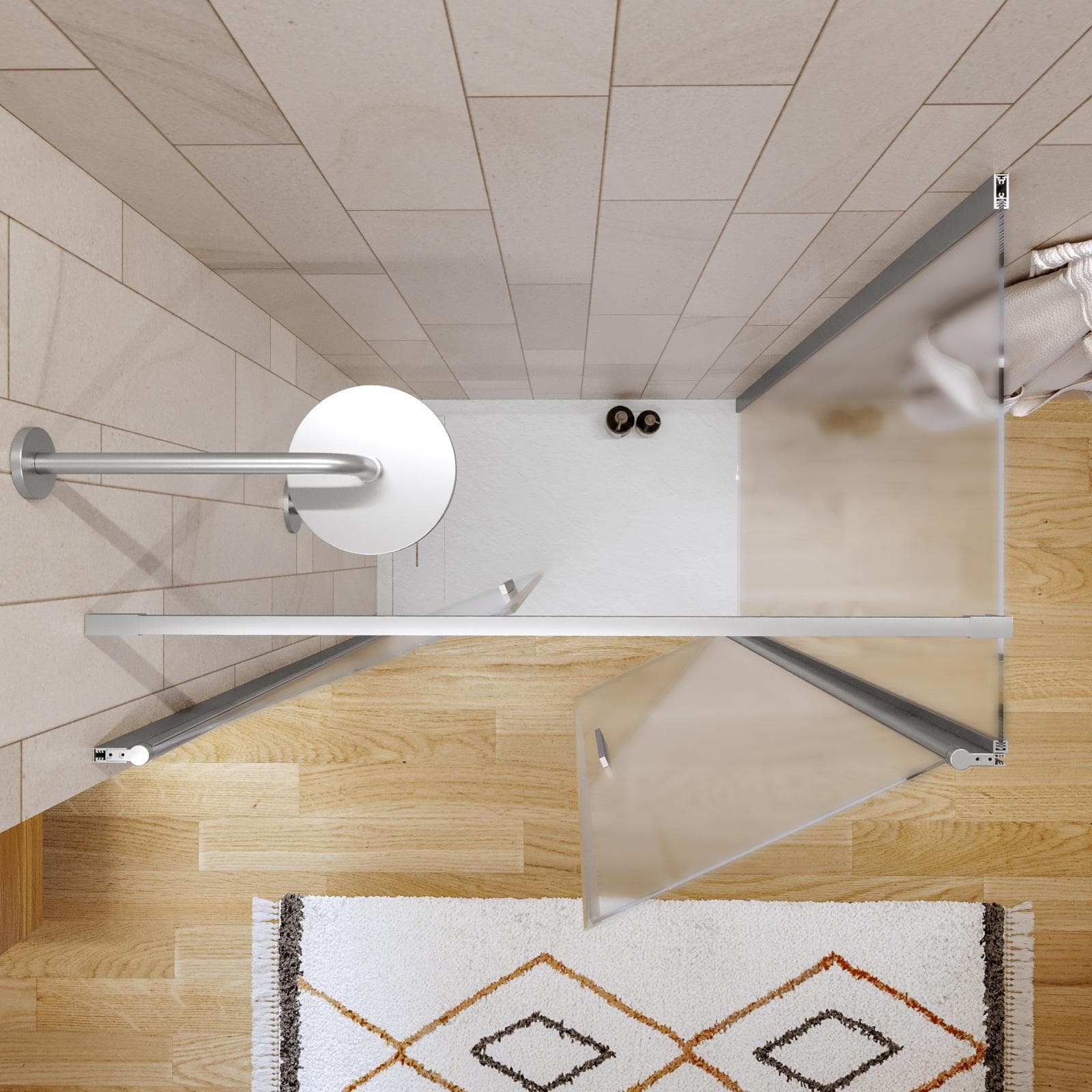 Box doccia 65x110 apertura saloon con vetro anticalcare opaco e profilo cromo 195h - Lost
