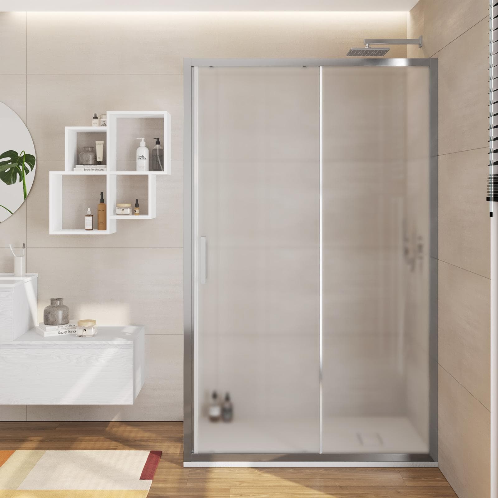 Box doccia 65x125 cm anta scorrevole vetro opaco profilo cromo 195h - Moritz