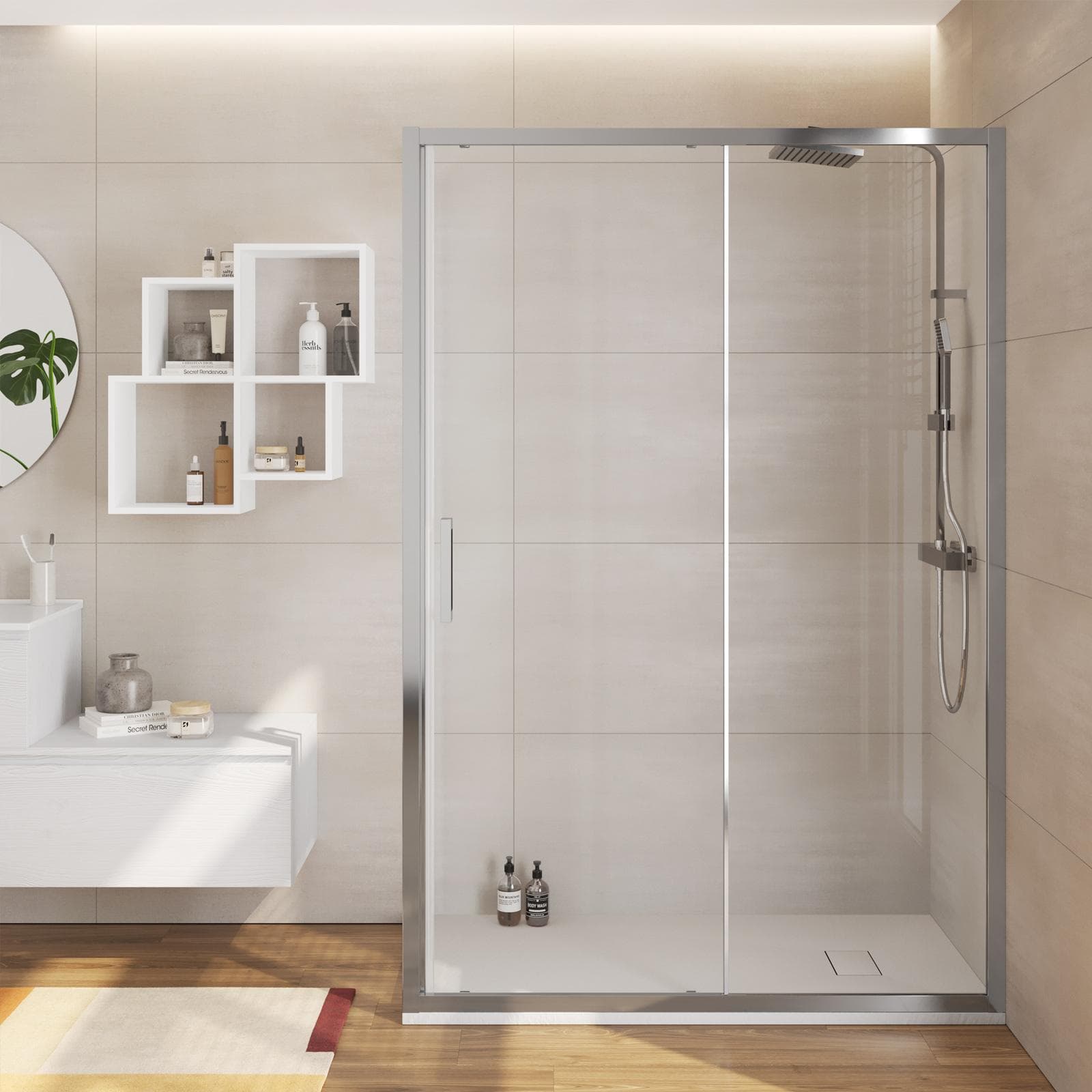 Box doccia 65x130 cm scorrevole vetro trasparente anticalcare profilo cromo 195h - Moritz