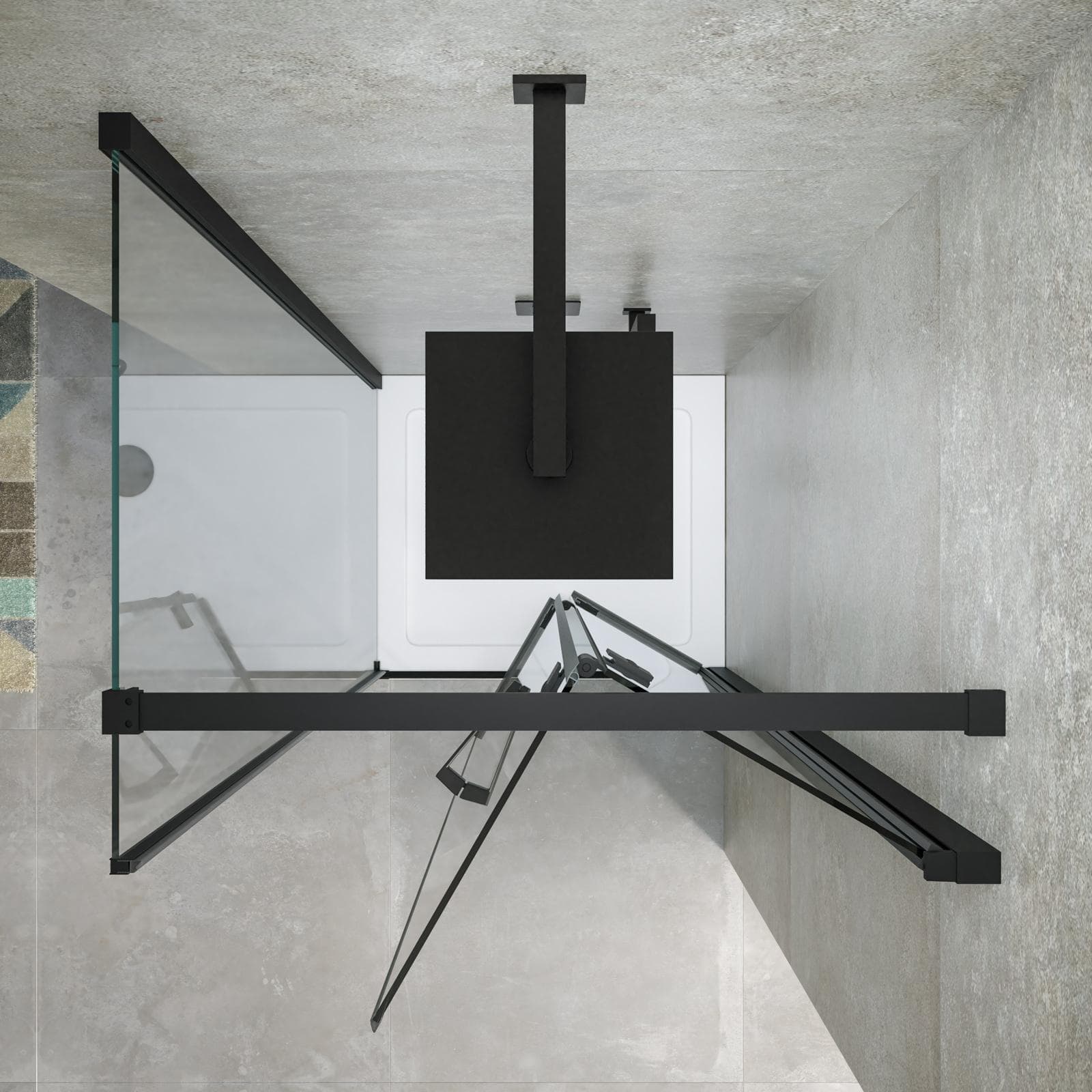 Box doccia 65x75 cm a soffietto vetro anticalcare trasparente e profilo nero opaco 195h - Flexy