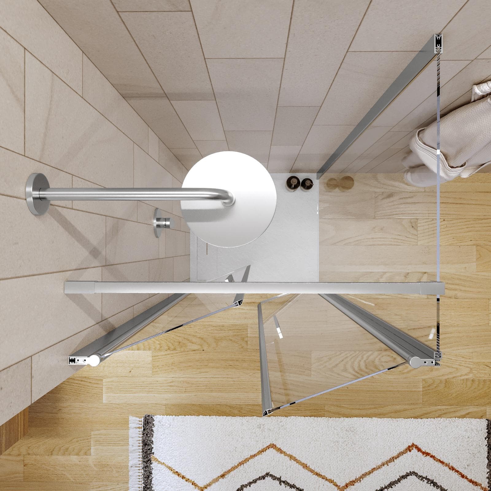 Box doccia 65x80 apertura saloon con vetro anticalcare trasparente e profilo cromo 195h - Lost