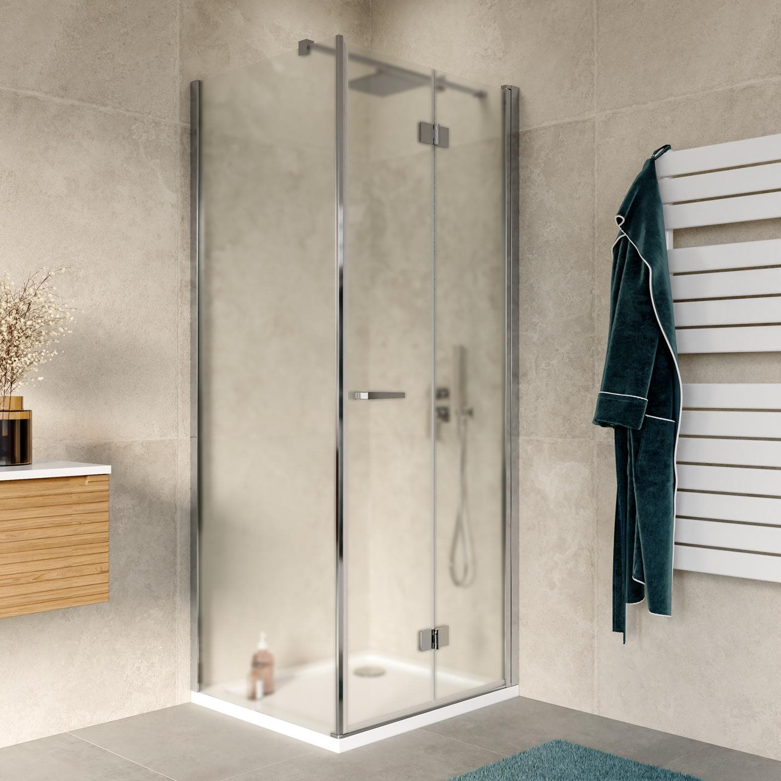Box doccia 65x80 cm a soffietto vetro anticalcare opaco profilo opaco 195h - Flexy