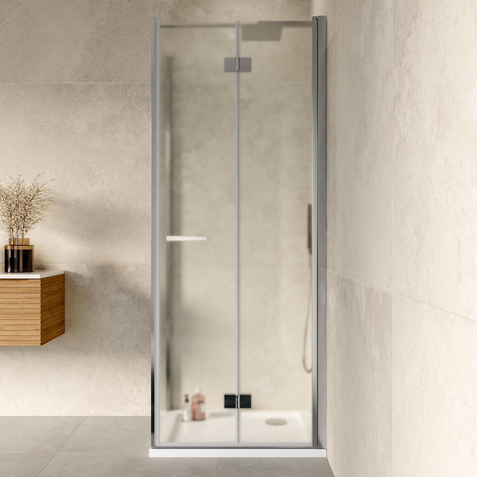 Box doccia 65x80 cm a soffietto vetro anticalcare opaco profilo opaco 195h - Flexy