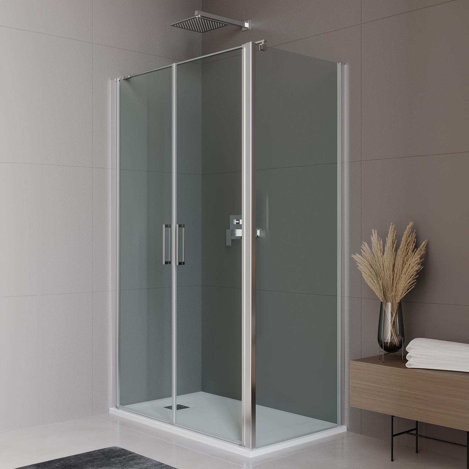 Box doccia 65x80 cm saloon in cristallo anticalcare trasparente 195h - Tempo Evo