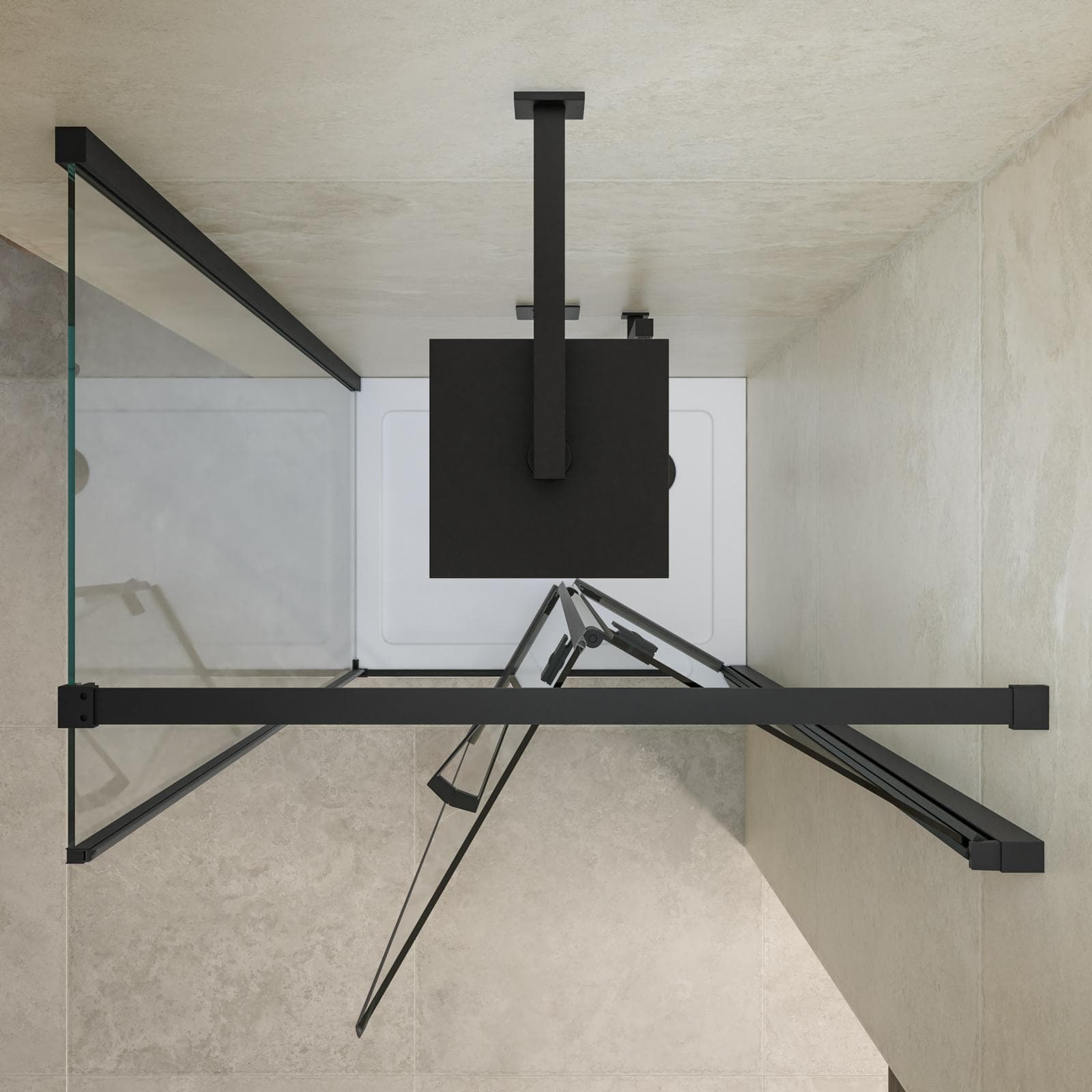 Box doccia 65x85 cm a soffietto vetro anticalcare trasparente e profilo nero opaco 195h - Flexy