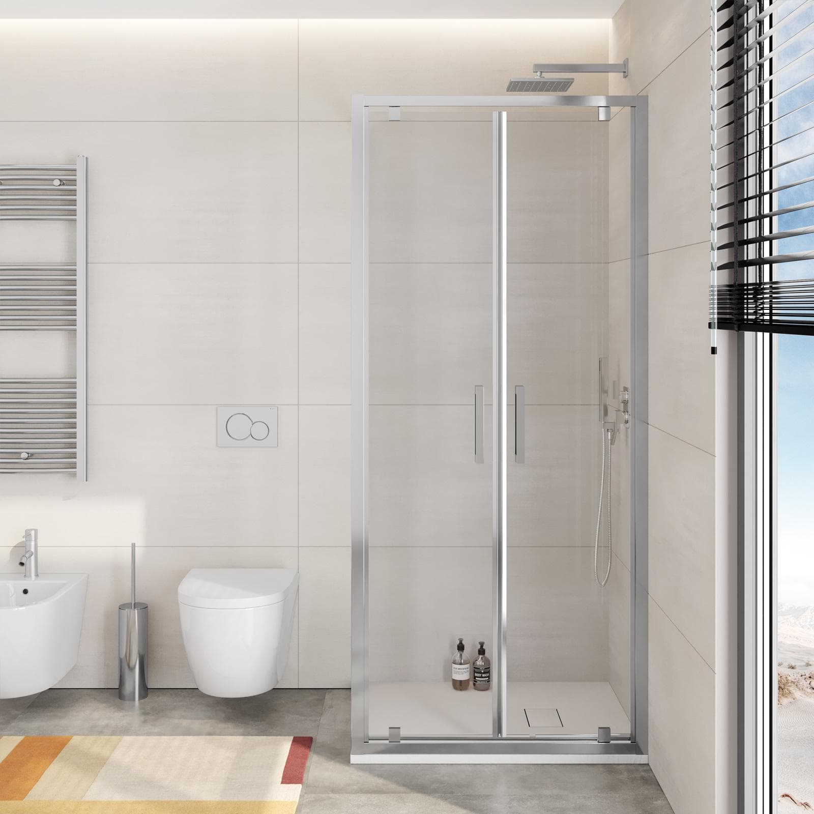 Box doccia 65x90 cm doppio battente vetro trasparente anticalcare profilo cromo 195h - Moritz