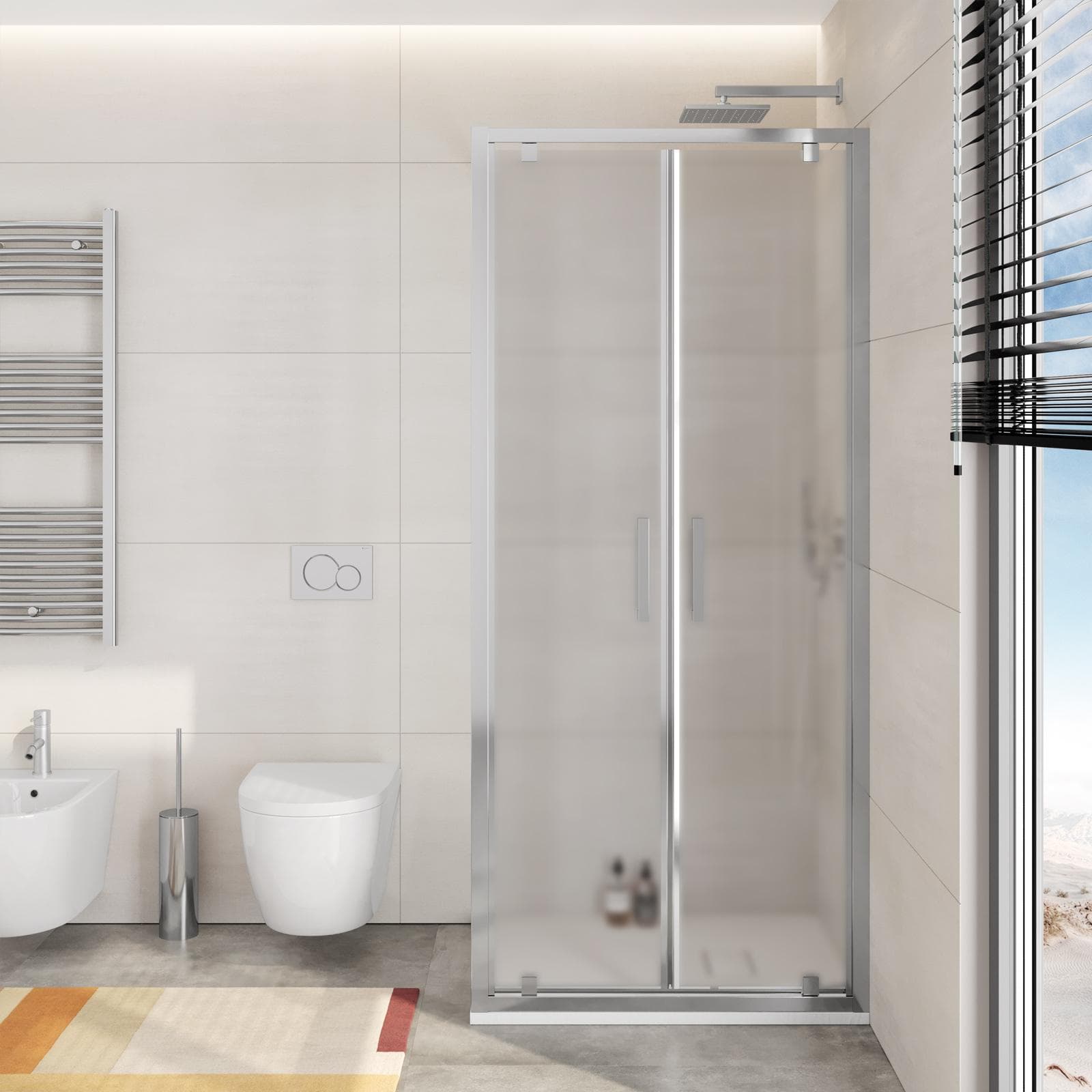 Box doccia 65x90 cm doppio battente vetro opaco profilo cromo 195h - Moritz