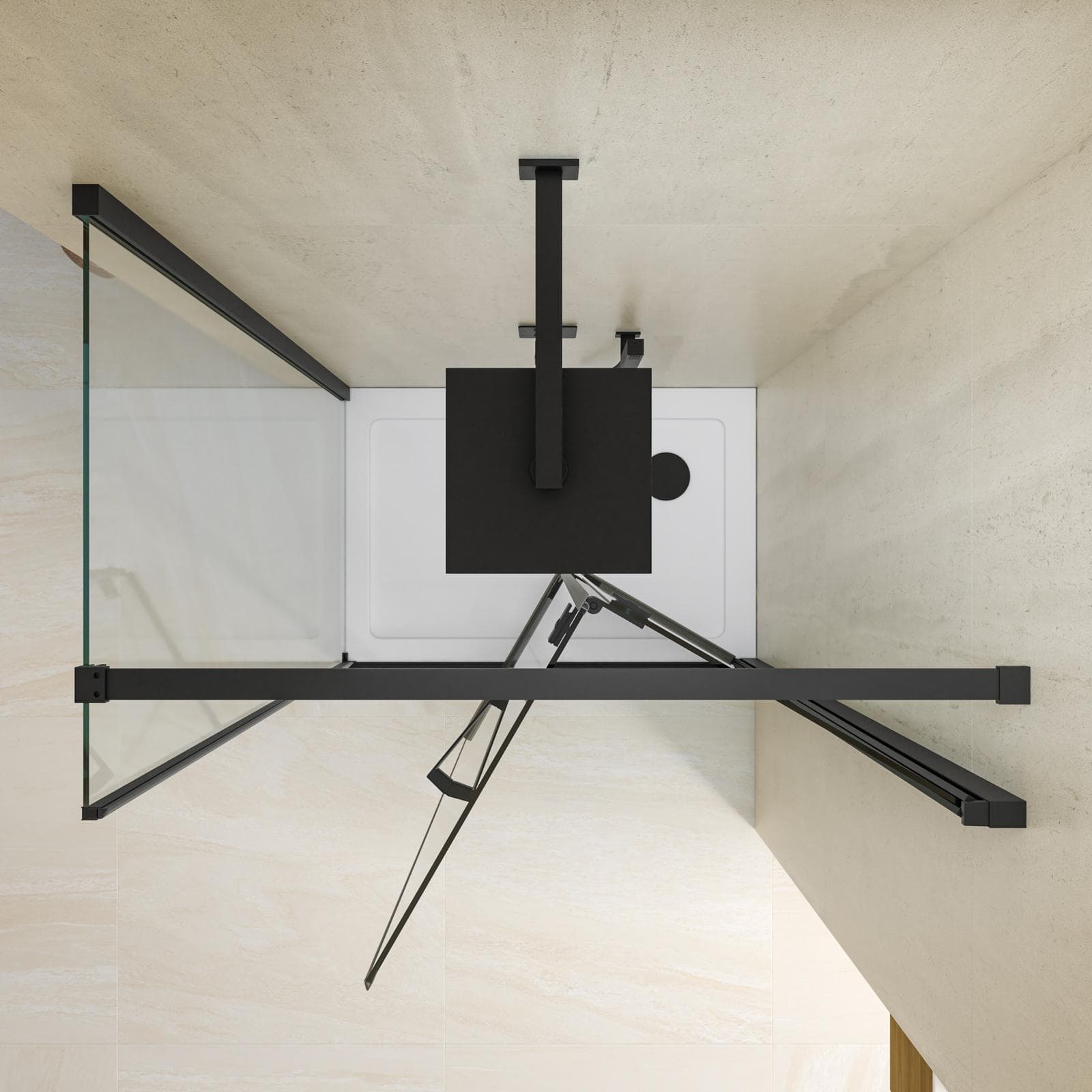 Box doccia 65x95 cm a soffietto vetro anticalcare trasparente e profilo nero opaco 195h - Flexy