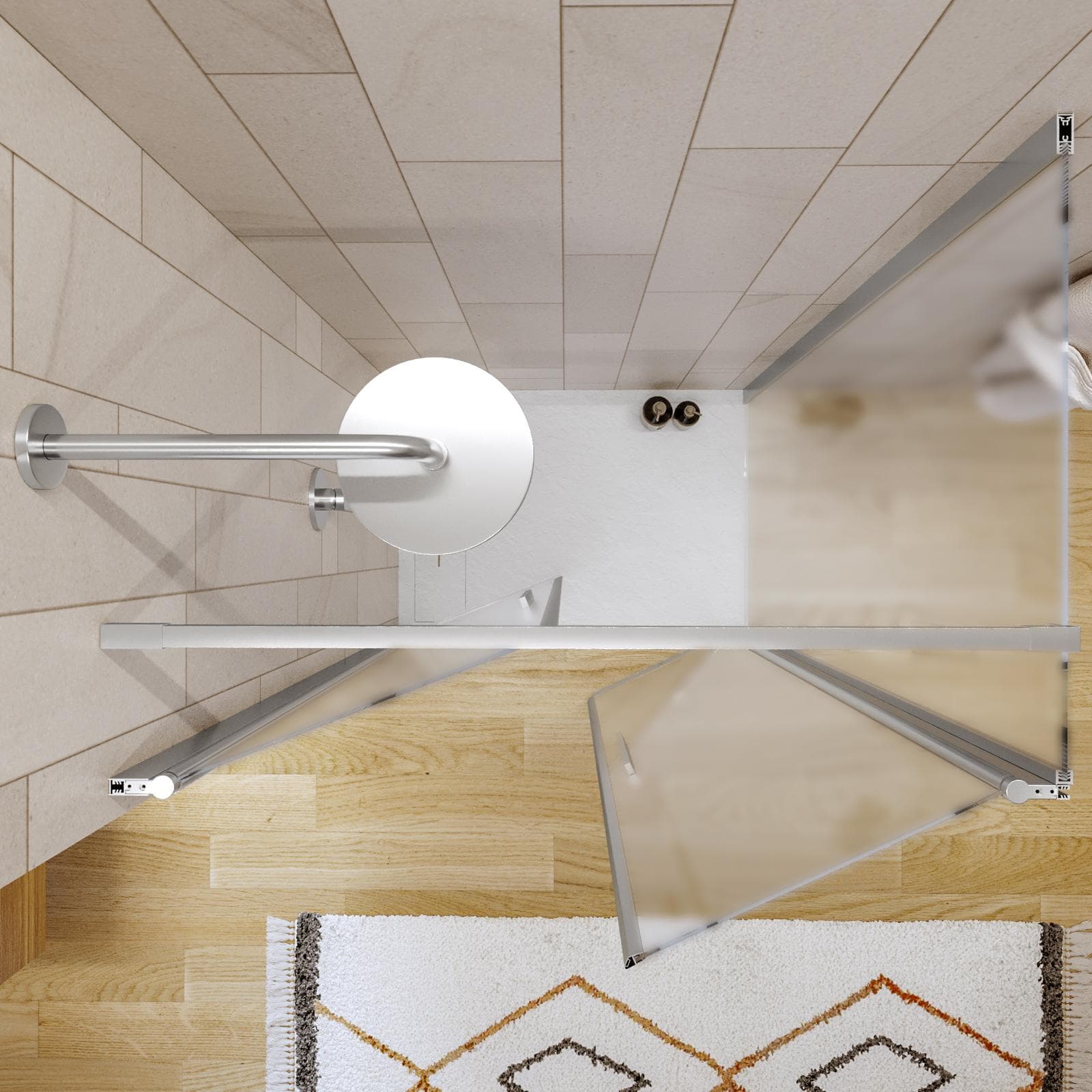 Box doccia 70x100 apertura saloon con vetro anticalcare opaco e profilo cromo 195h - Lost