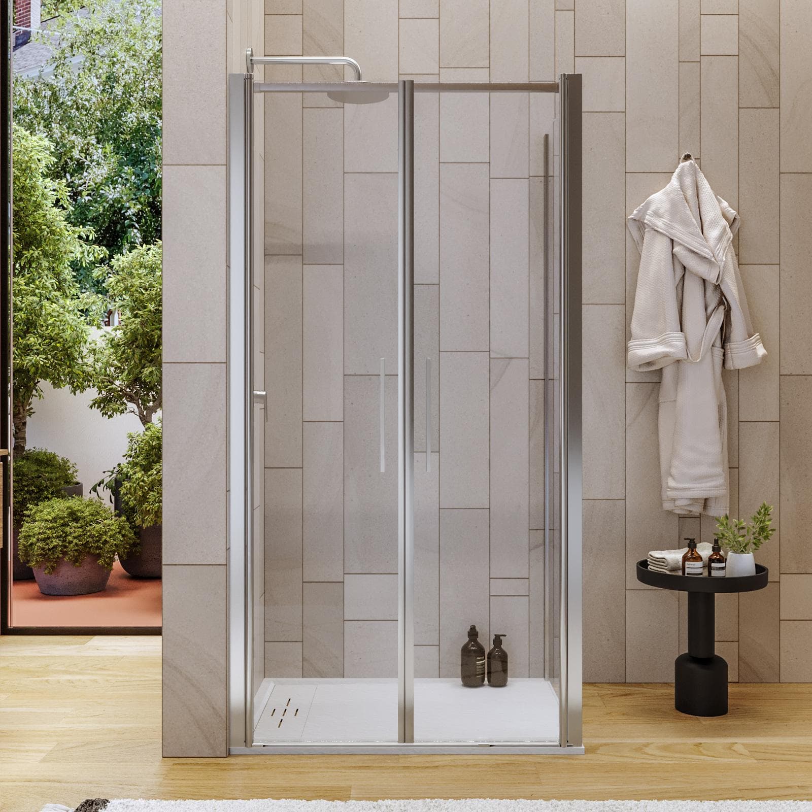Box doccia 70x100 apertura saloon con vetro anticalcare trasparente e profilo cromo 195h - Lost
