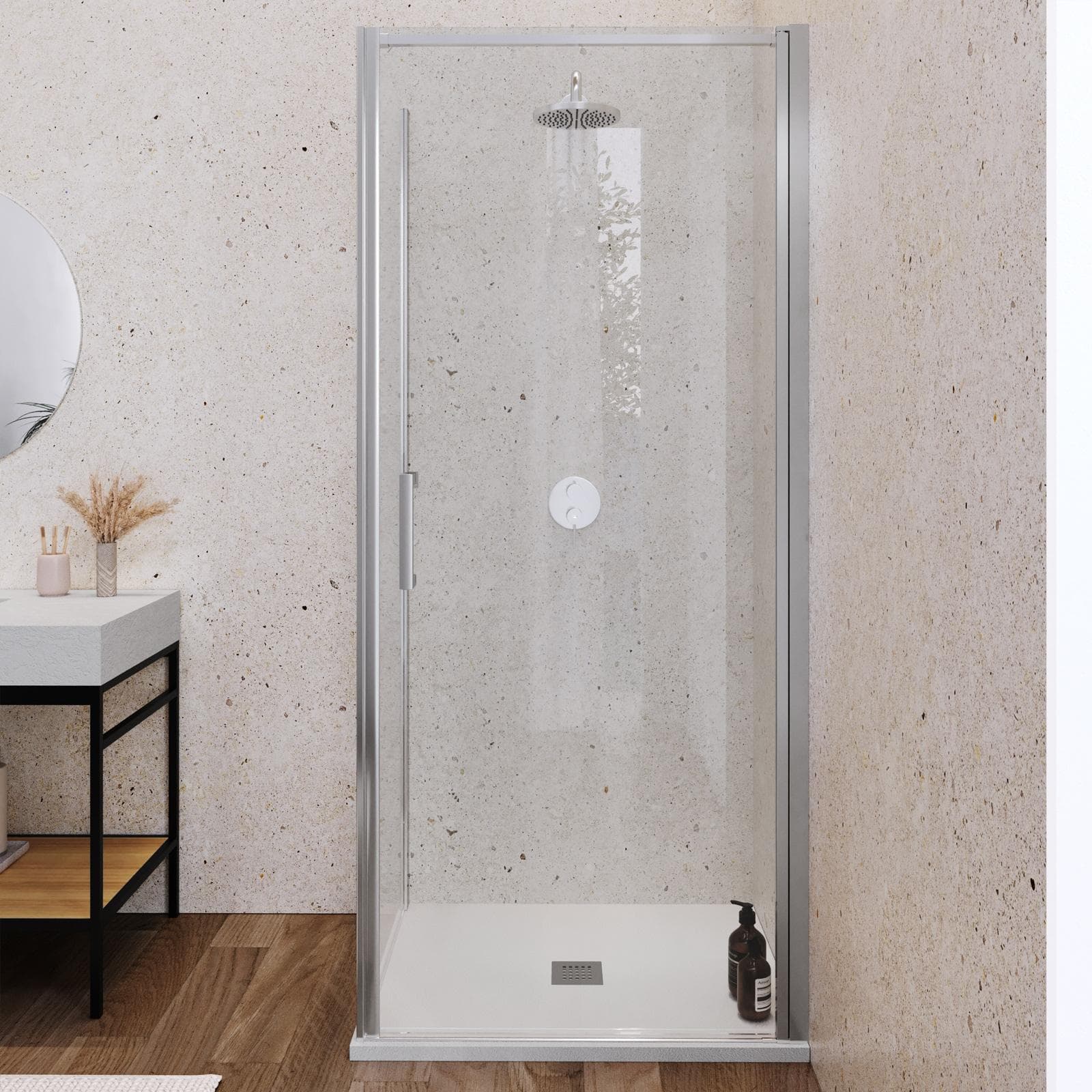 Box doccia 70X100 cm battente con vetro anticalcare trasparente e profilo cromo 200h - Artego