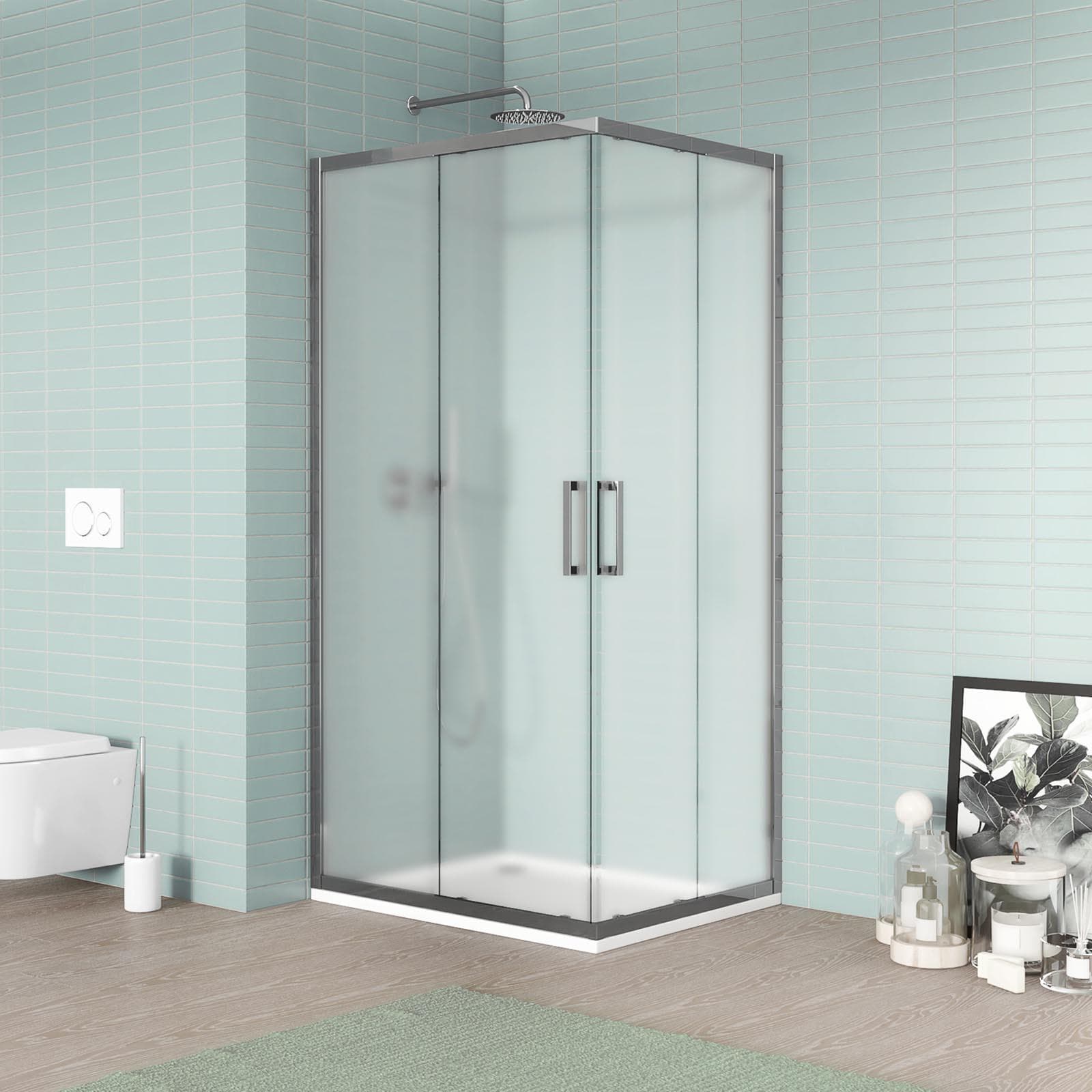Box doccia 70x100 cm angolare scorrevole vetro opaco e profilo cromo 195h - Moritz