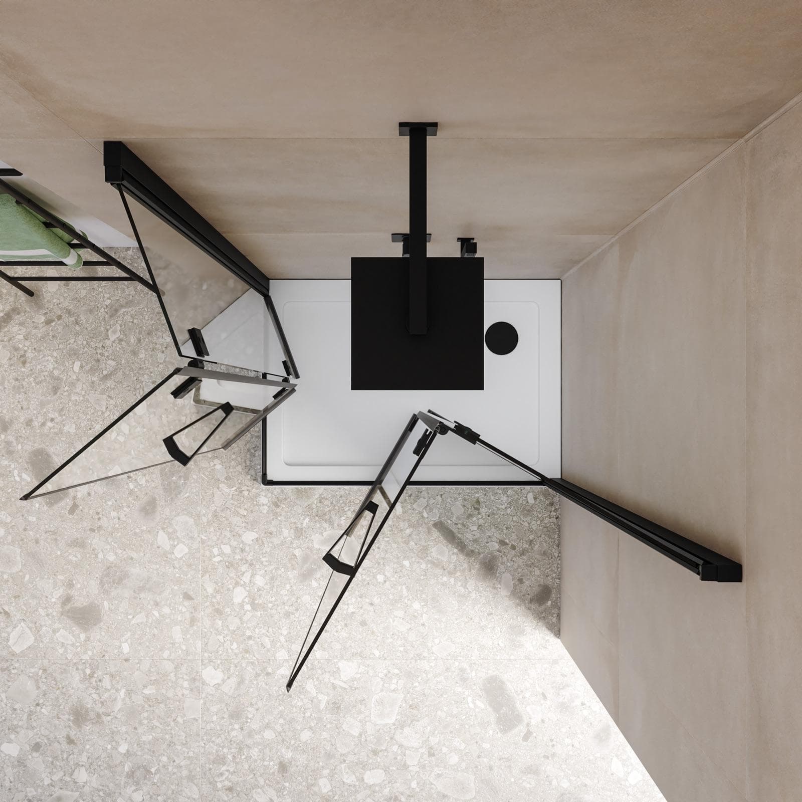 Box doccia 70x100 cm doppio soffietto vetro anticalcare trasparente e profilo nero opaco 195h - Flexy