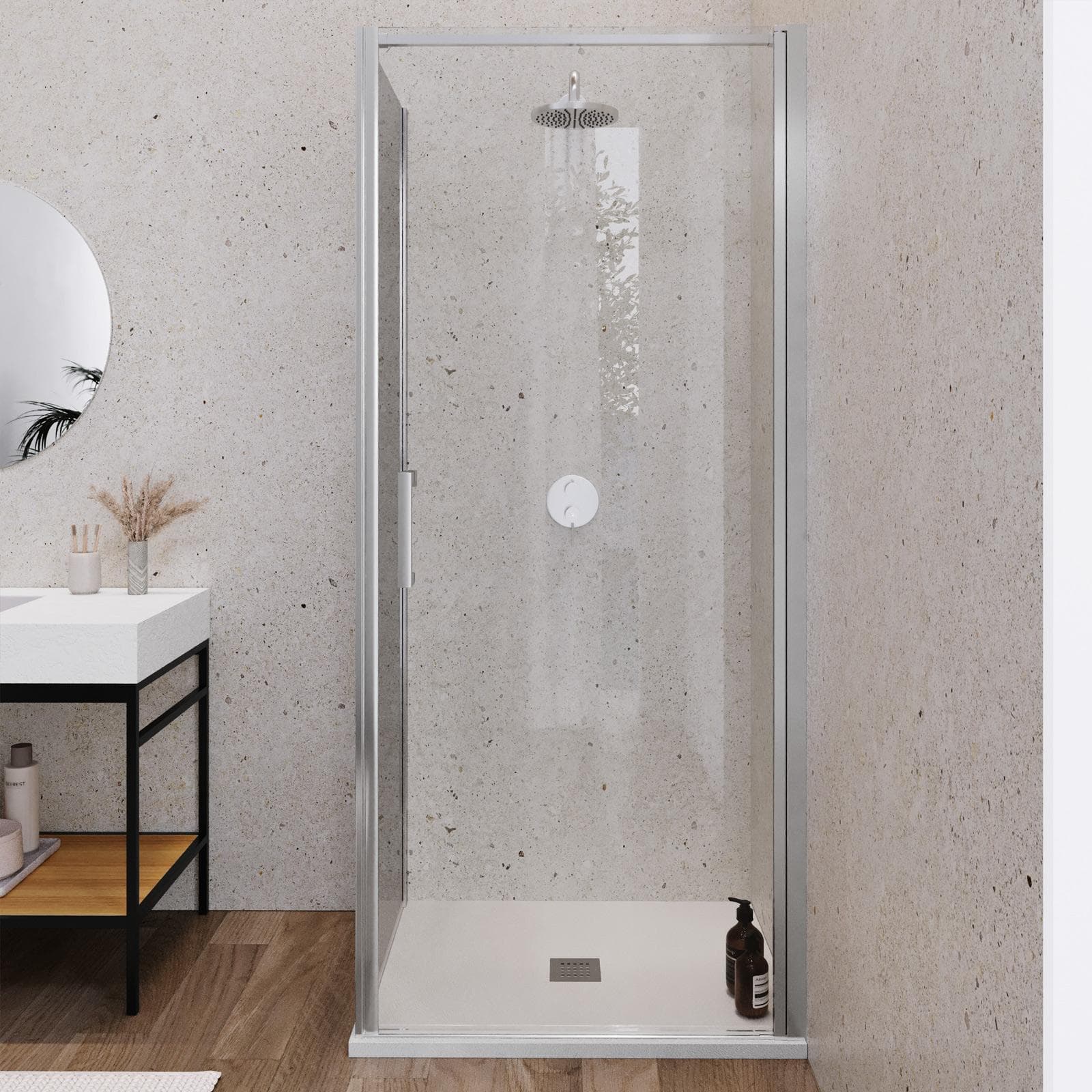 Box doccia 70X100 cm lato fisso specchiato con battente e profilo cromo 200h - Artego Duo