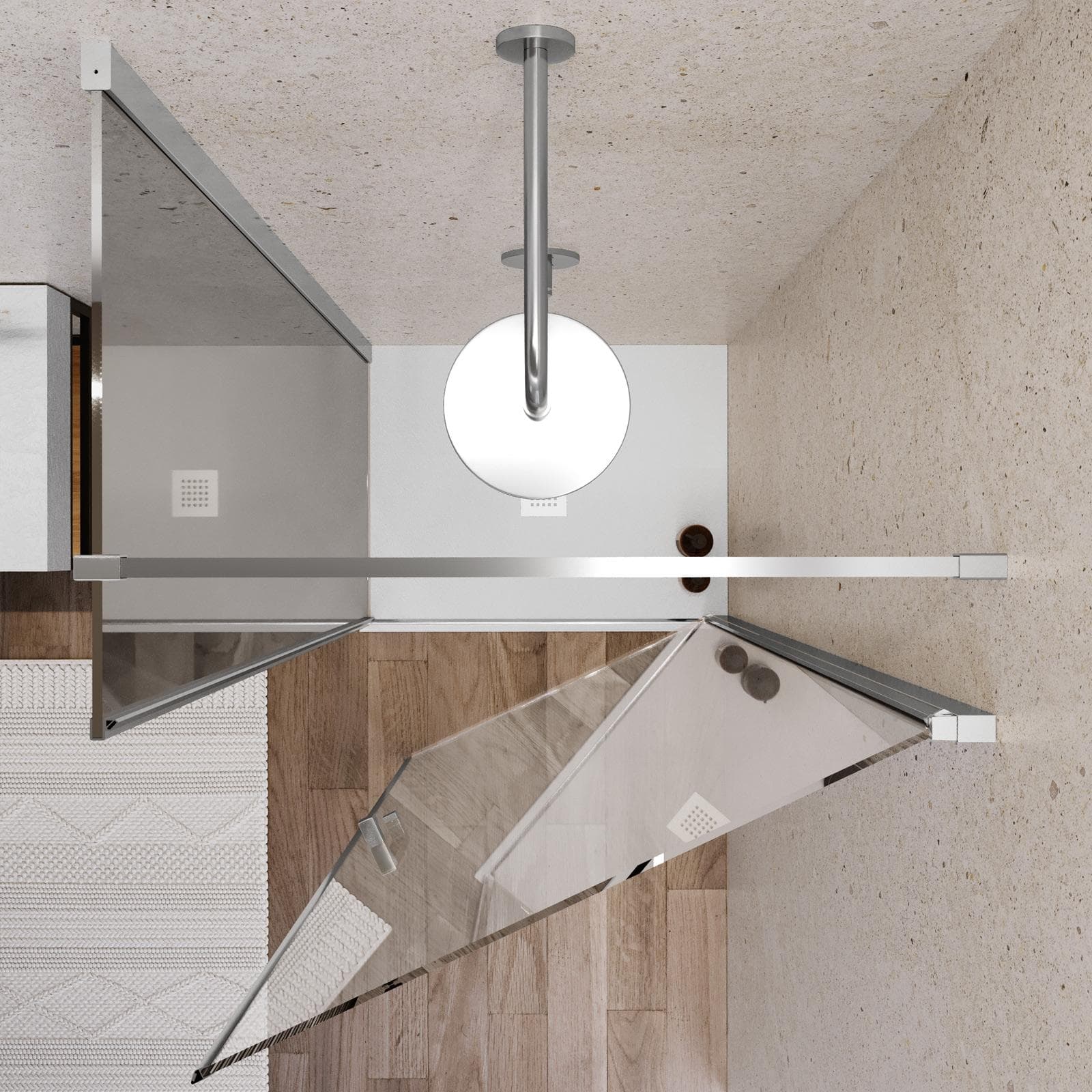 Box doccia 70X100 cm lato fisso specchiato con battente e profilo cromo 200h - Artego Duo