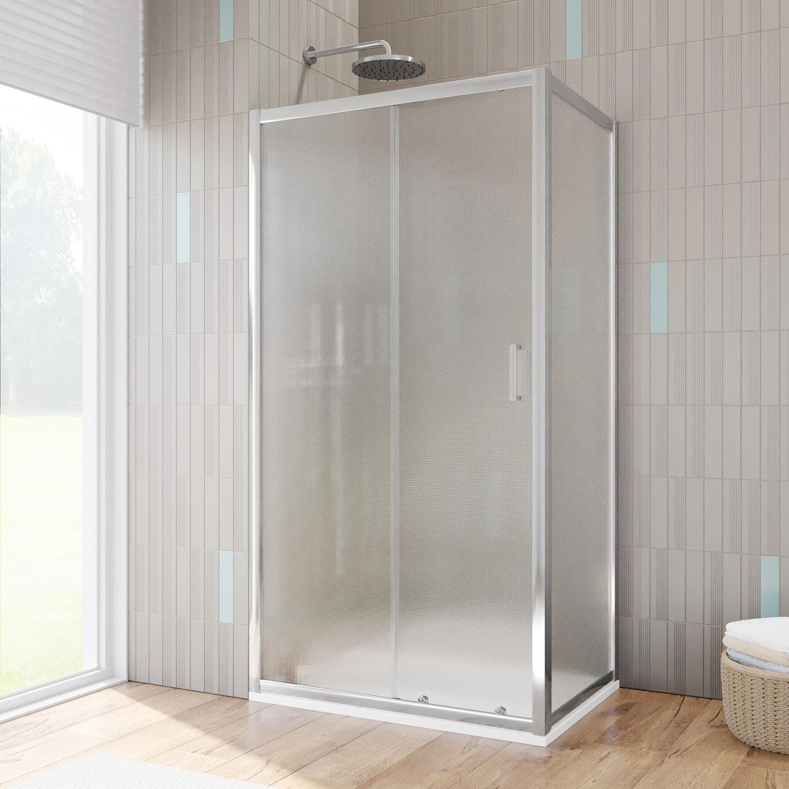 Box doccia 70x100 cm scorrevole vetro temperato 6mm stampato 185h - Young