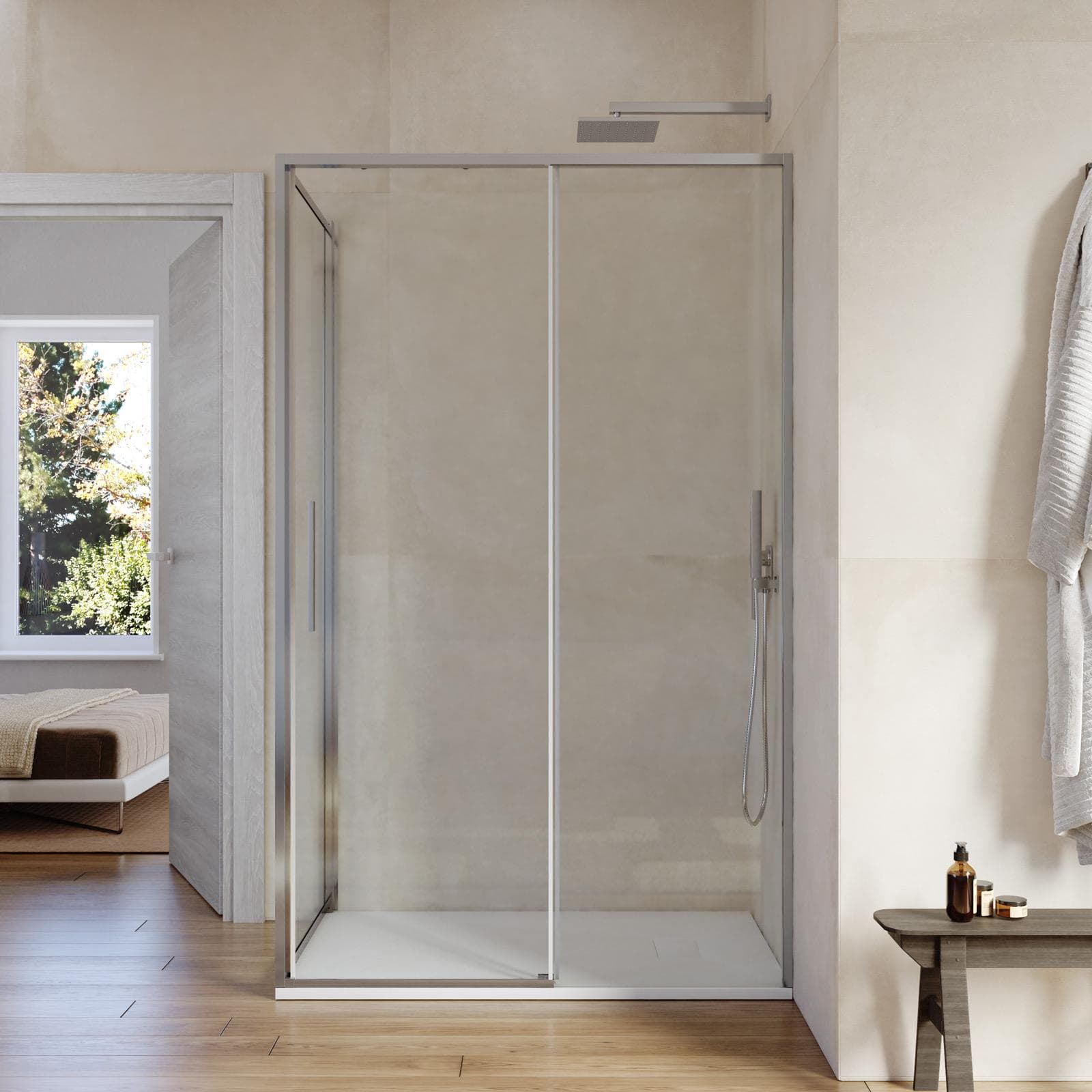 Box doccia 70x100 cm scorrevole vetro trasparente e profilo cromo 195h - Silent