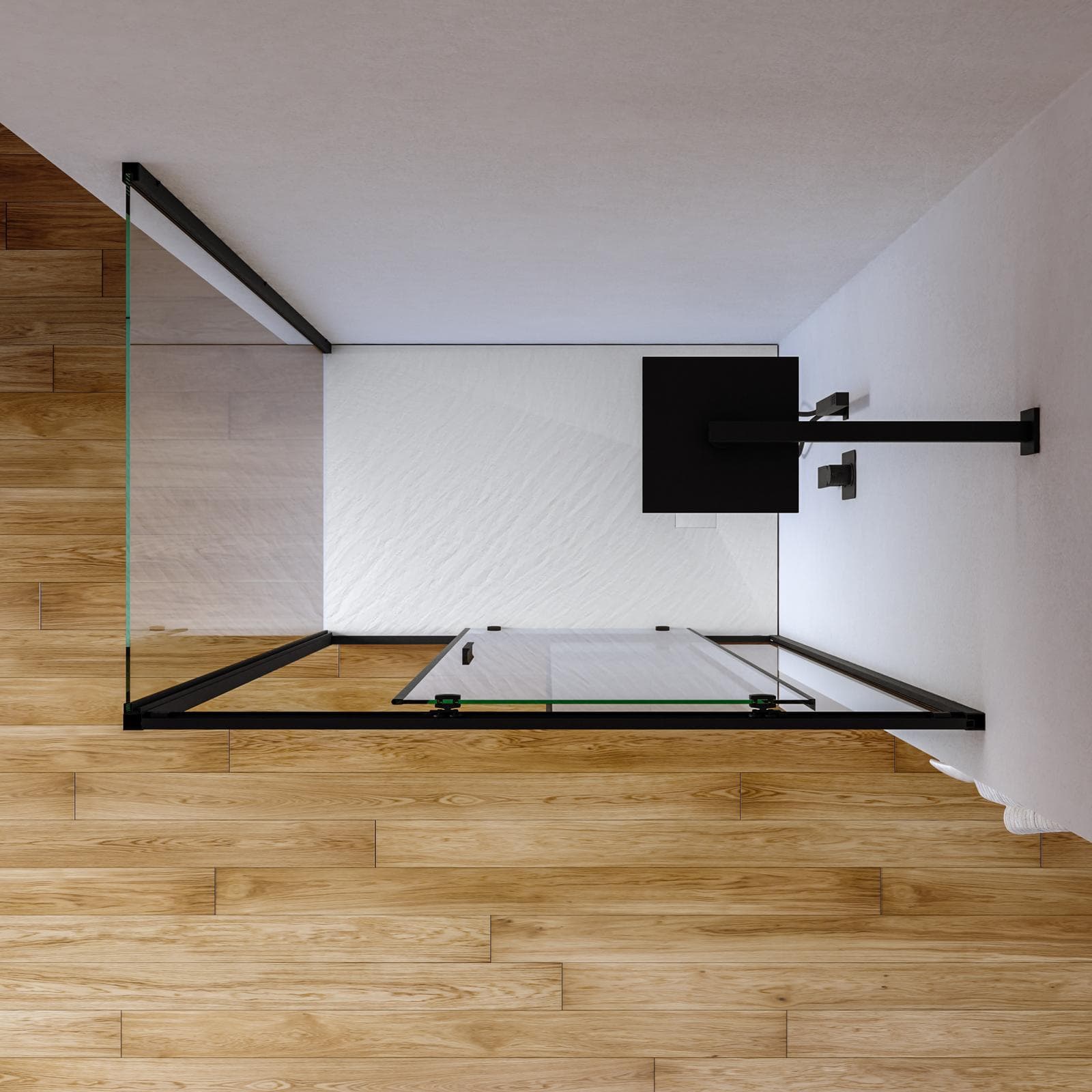 Box doccia 70x100 cm scorrevole vetro trasparente e profilo nero opaco 195h - Glide