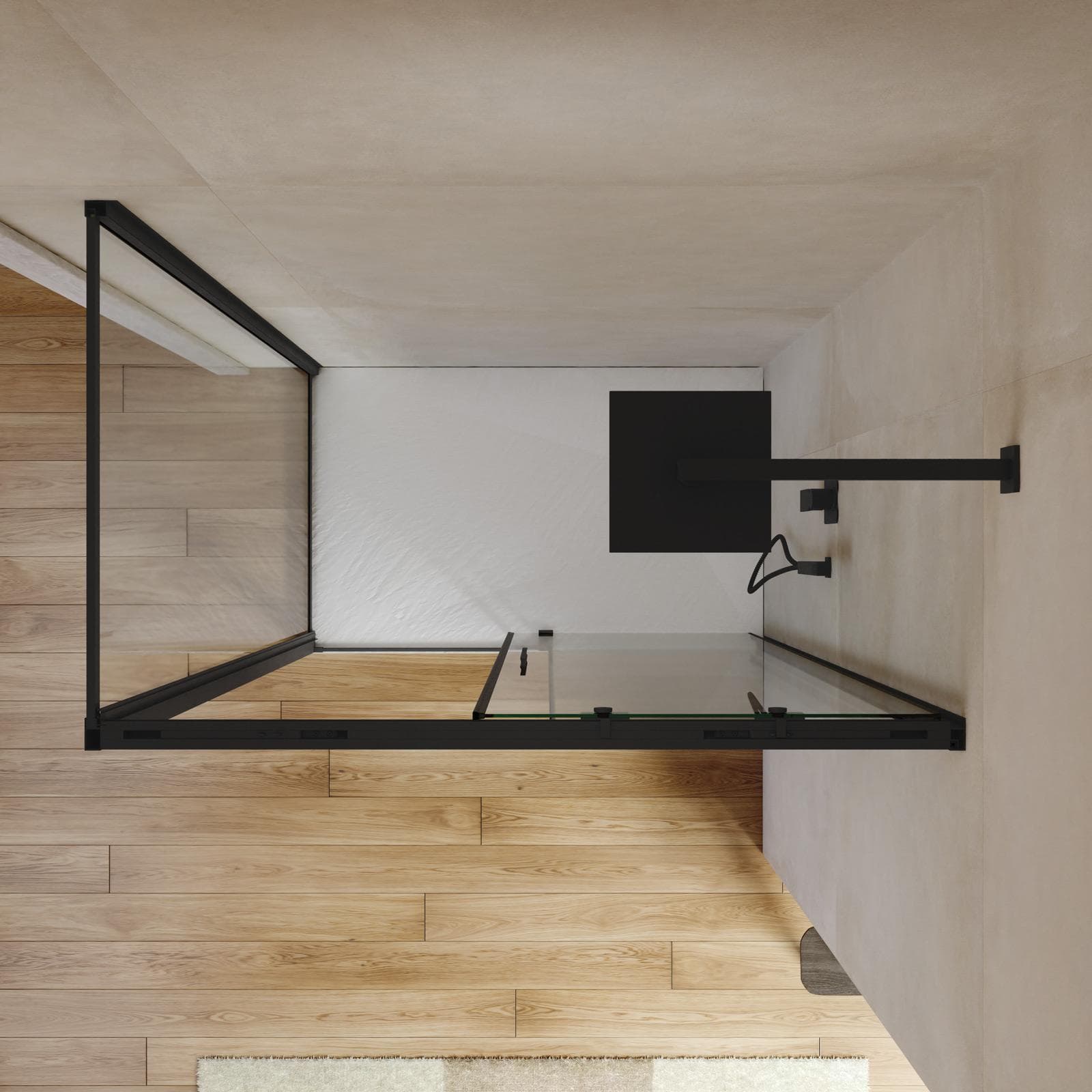 Box doccia 70x100 cm scorrevole vetro trasparente e profilo nero opaco 195h - Silent