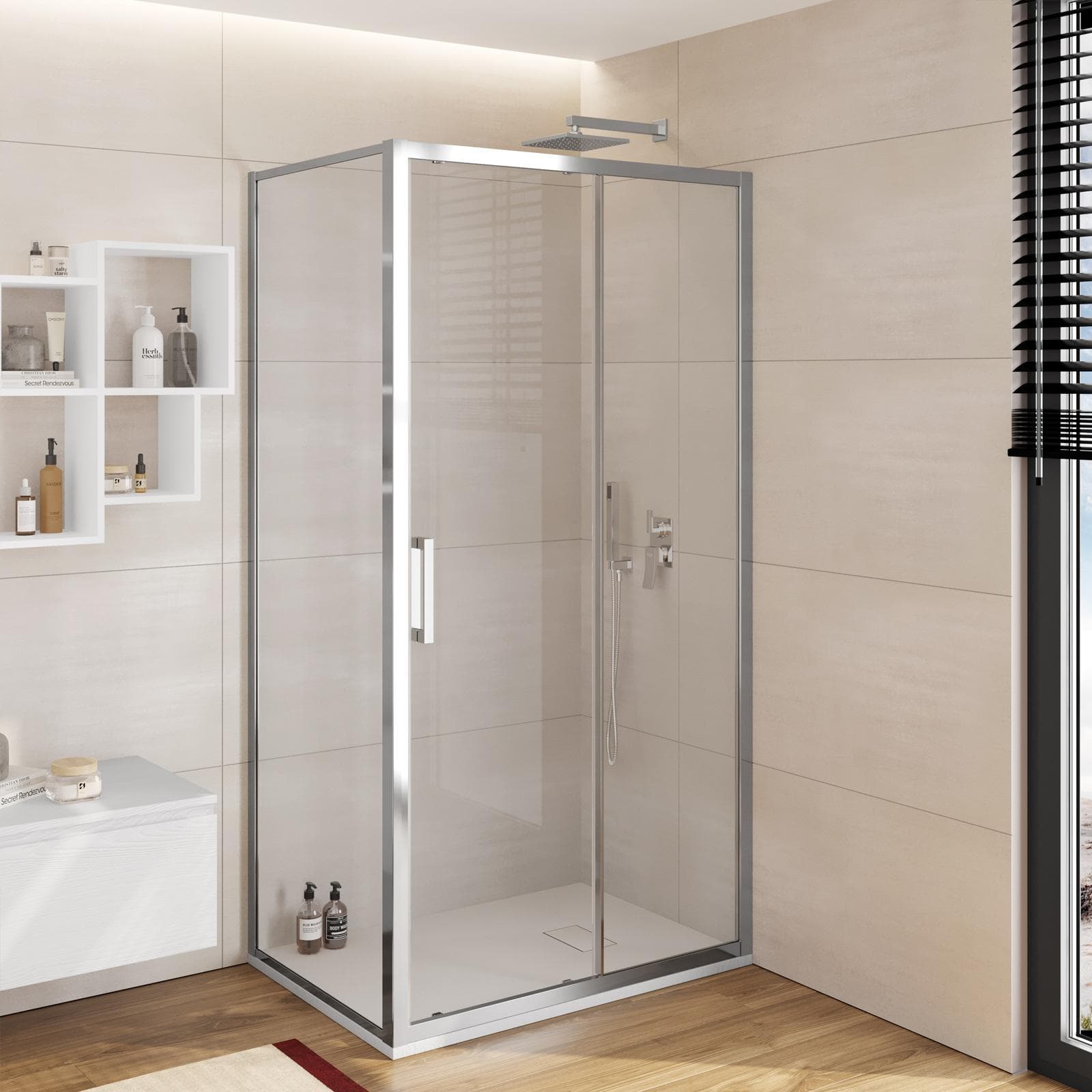 Box doccia 70x105 cm scorrevole vetro trasparente anticalcare profilo cromo 195h - Moritz