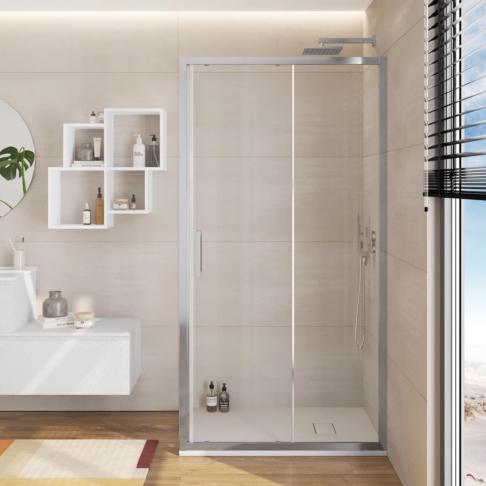 Box doccia 70x105 cm scorrevole vetro trasparente anticalcare profilo cromo 195h - Moritz
