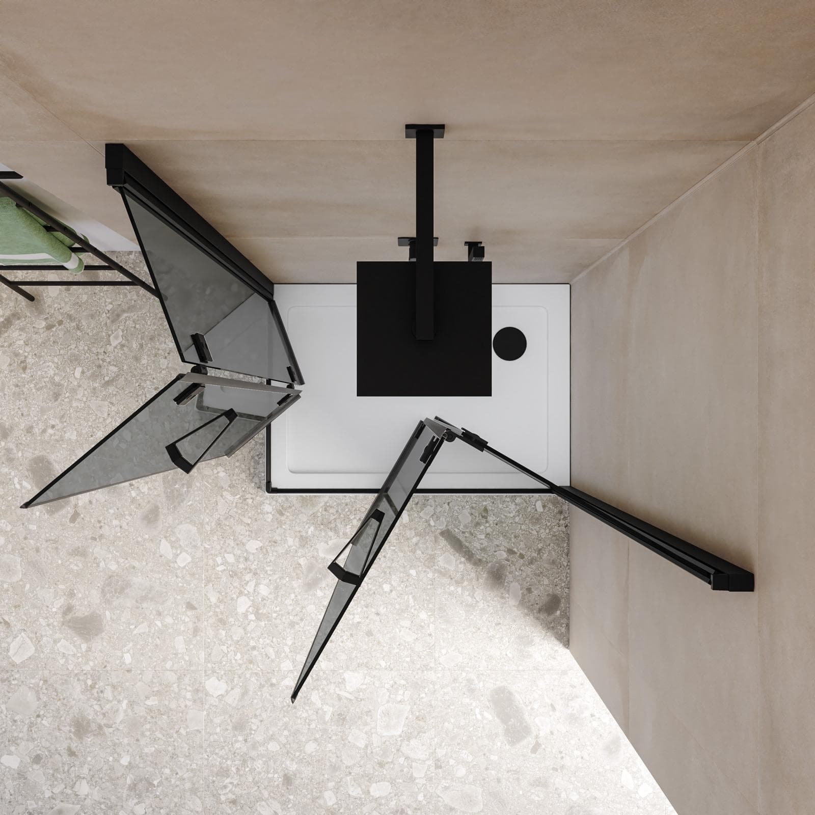 Box doccia 70x105 cm doppio soffietto vetro anticalcare fumè e profilo nero opaco 195h - Flexy