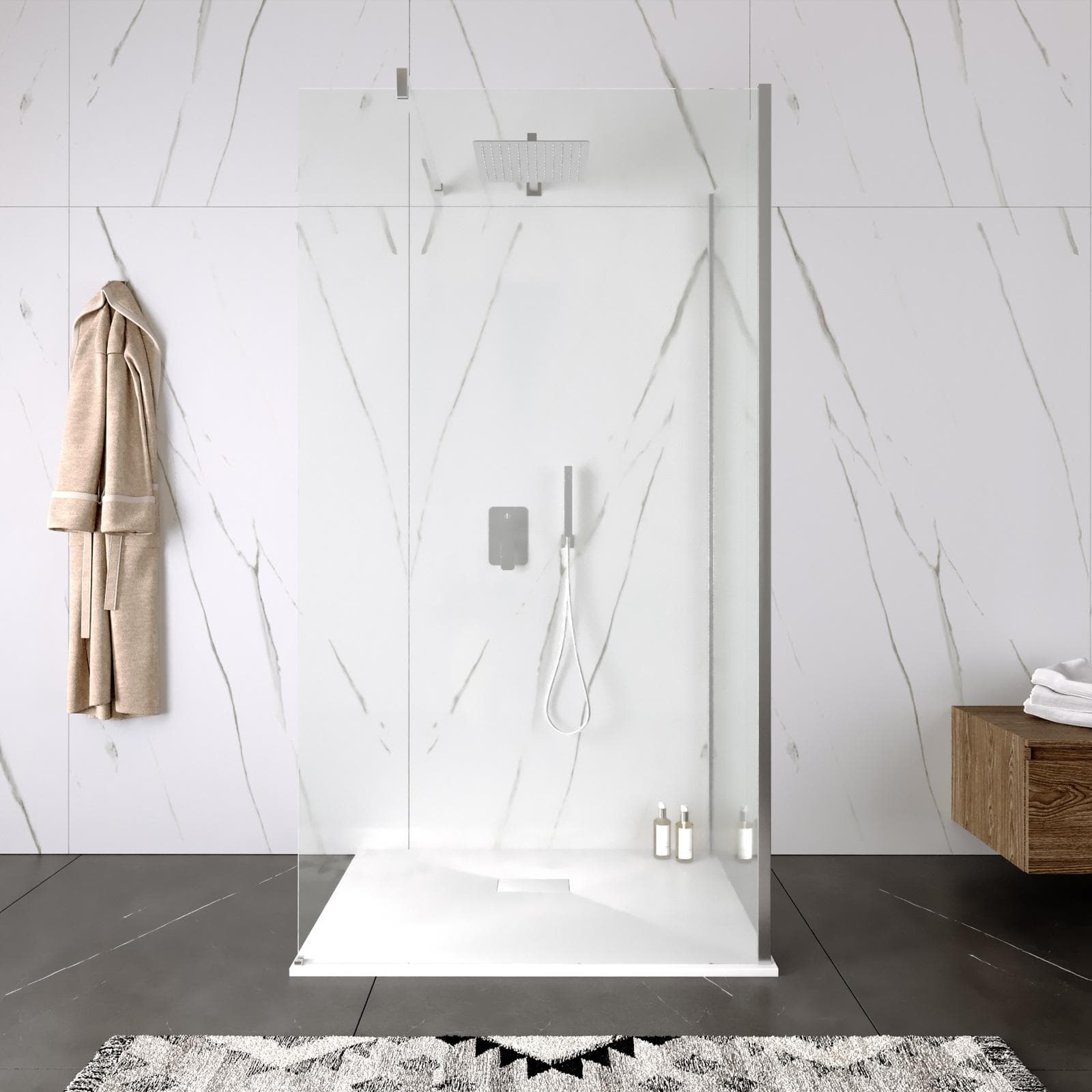 Box doccia walk-in 70x110 cm angolare con vetro trasparente e profilo cromo 200h - Keep