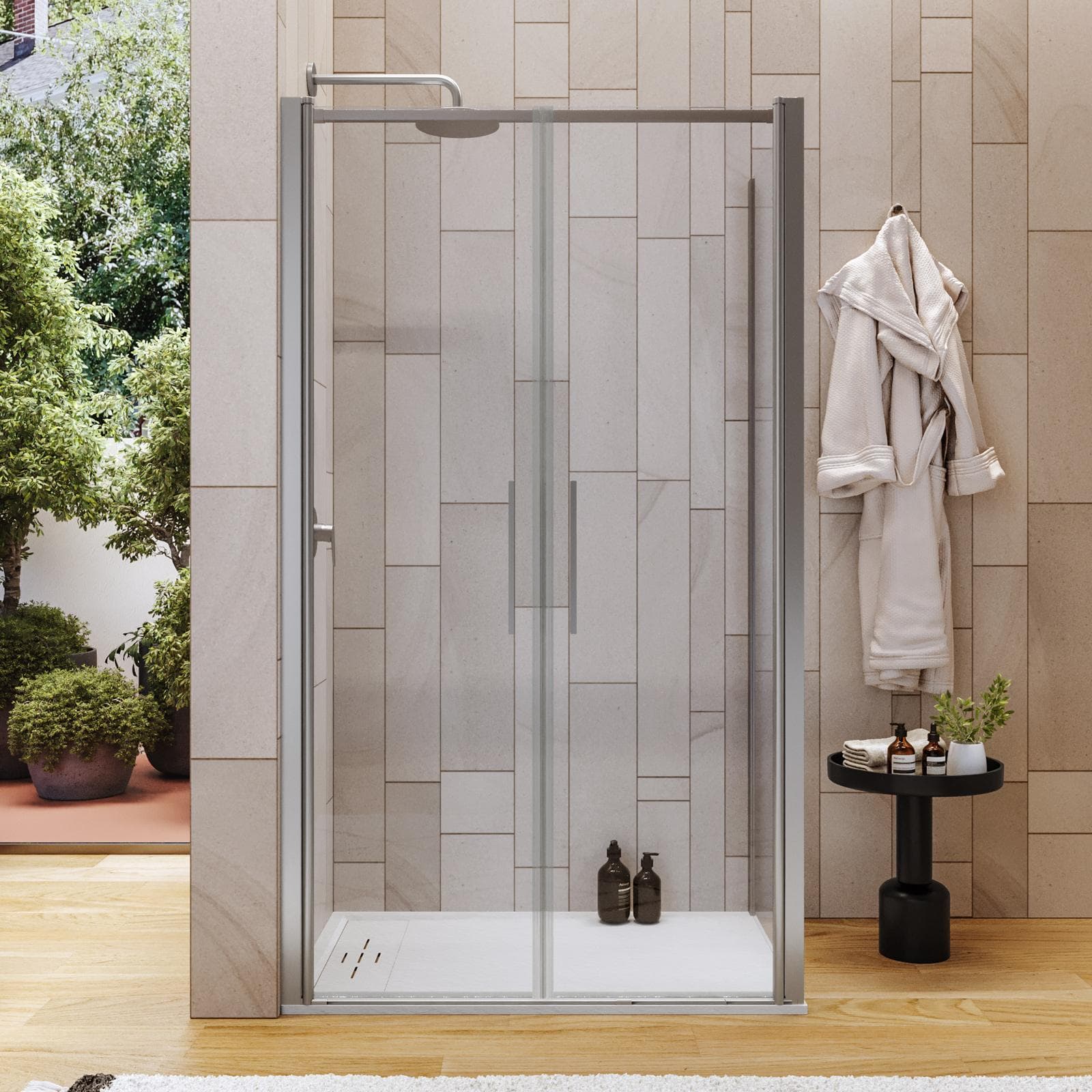 Box doccia 70x110 apertura saloon con vetro anticalcare trasparente e profilo cromo 195h - Lost