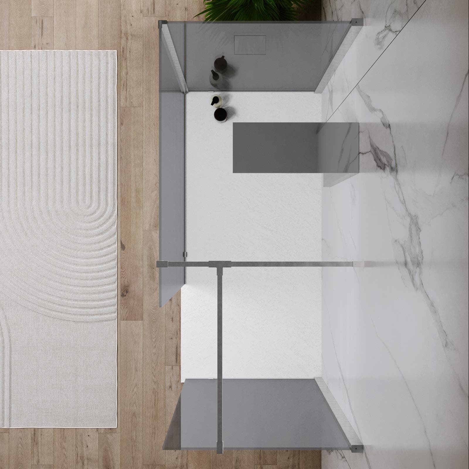 Box doccia walk in tre lati 70x110x70 fumè vetro temperato anticalcare 200 h - Keep