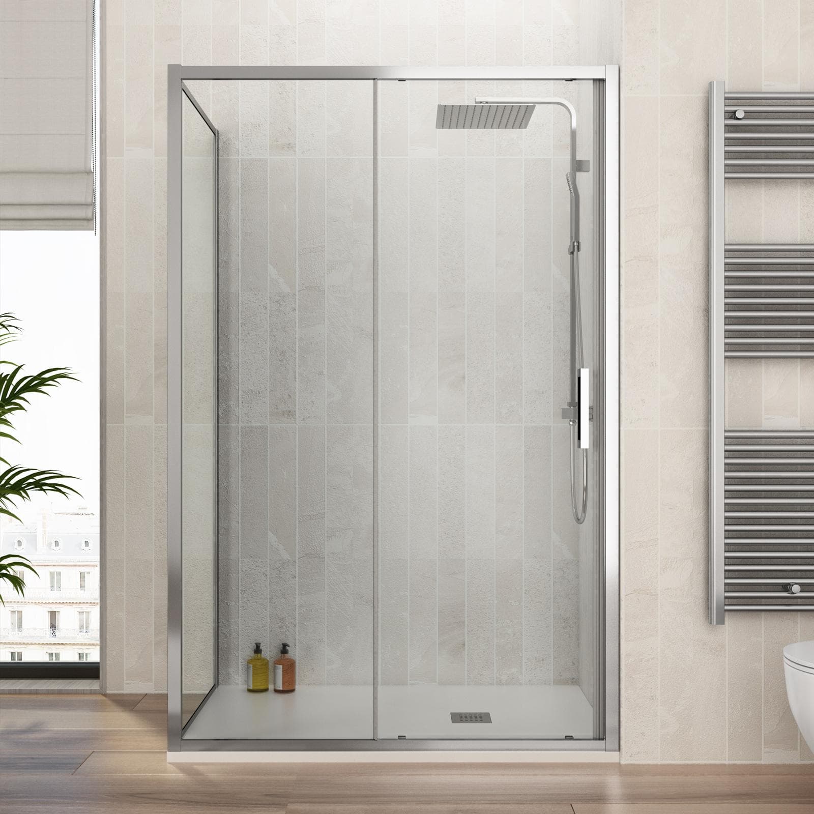 Box doccia 70x120 cm scorrevole vetro trasparente anticalcare profilo cromo 195h - Moritz