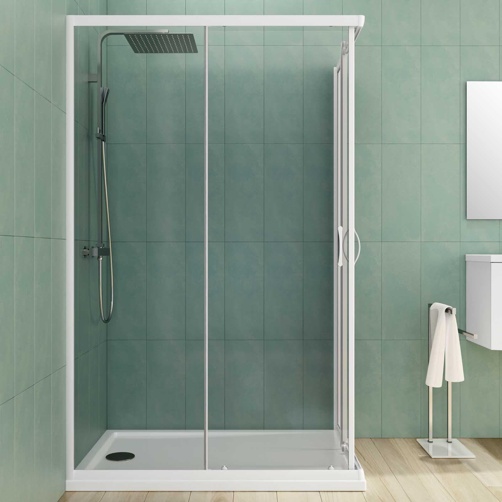 Box doccia 70X120 cm scorrevole con vetro trasparente e profilo bianco 185h - Lite