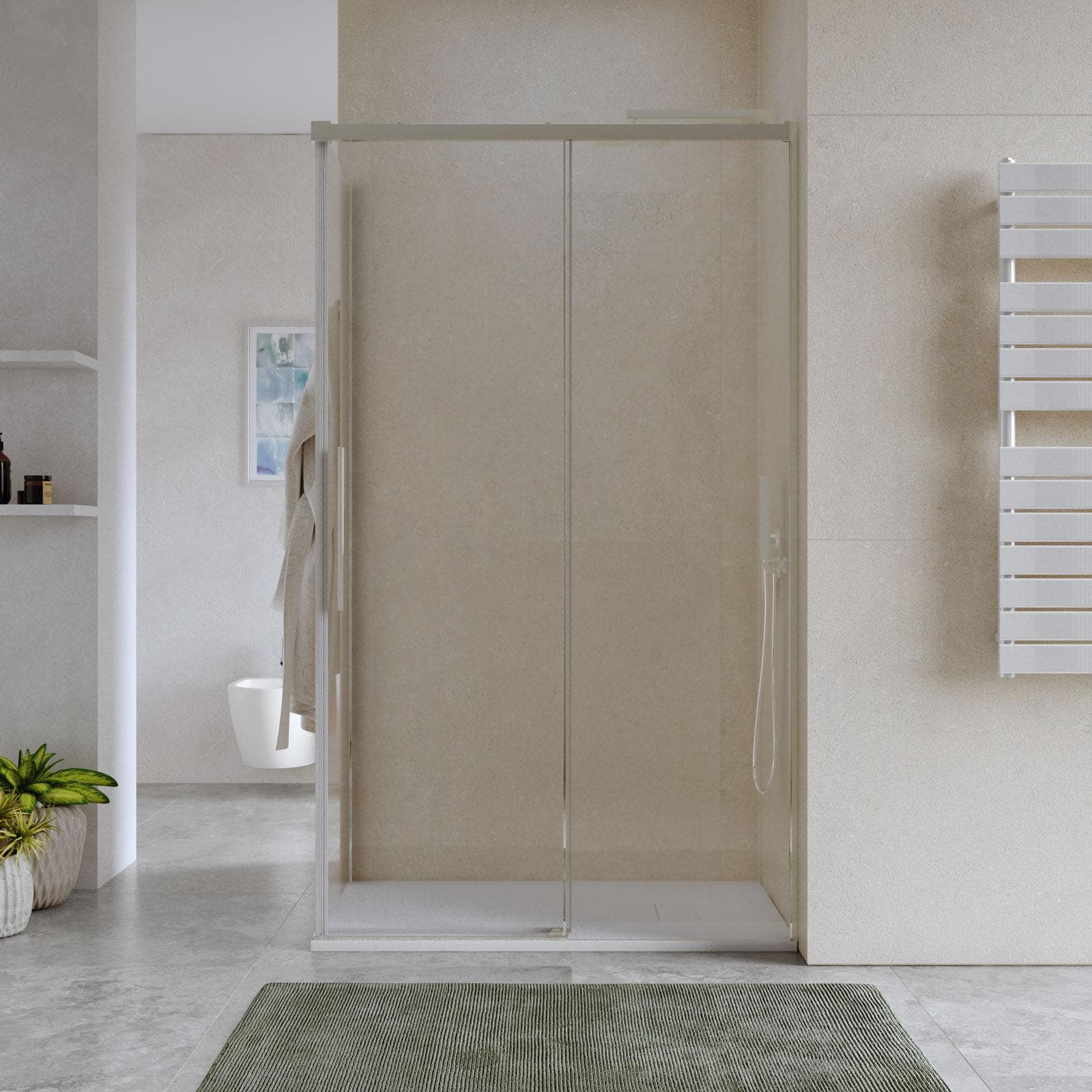 Box doccia 70x120 cm scorrevole vetro anticalcare 8 mm trasparente profilo spazzolato 200 h - Alissa