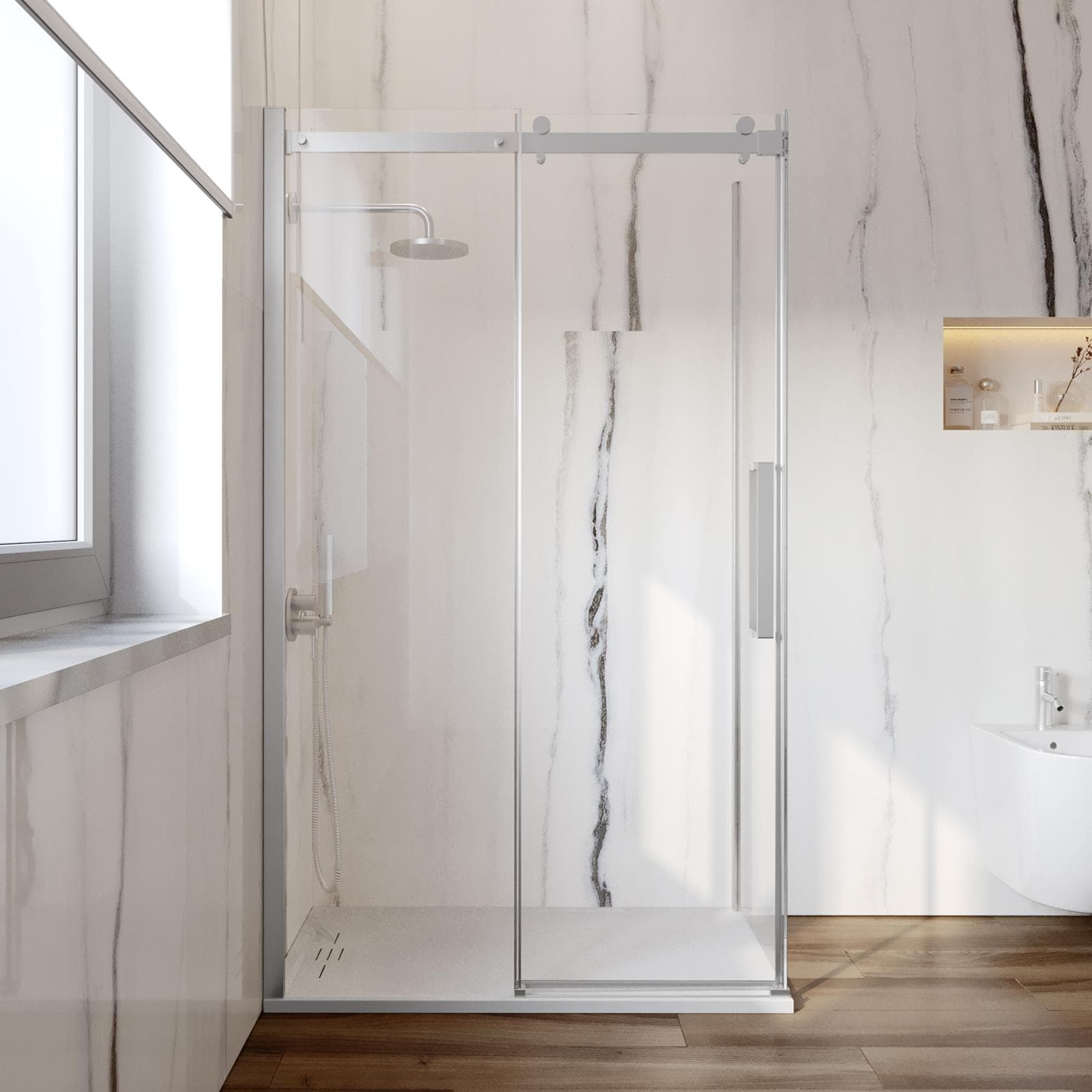 Box doccia 70x120 cm scorrevole in vetro anticalcare trasparente e profilo cromo 200h - Lucy