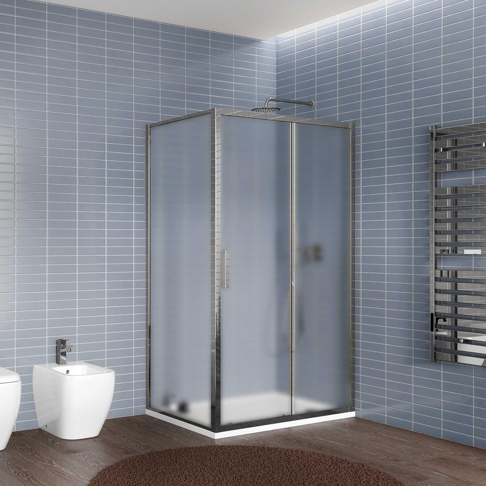 Box doccia 70x130 cm anta scorrevole vetro opaco profilo cromo 195h - Moritz