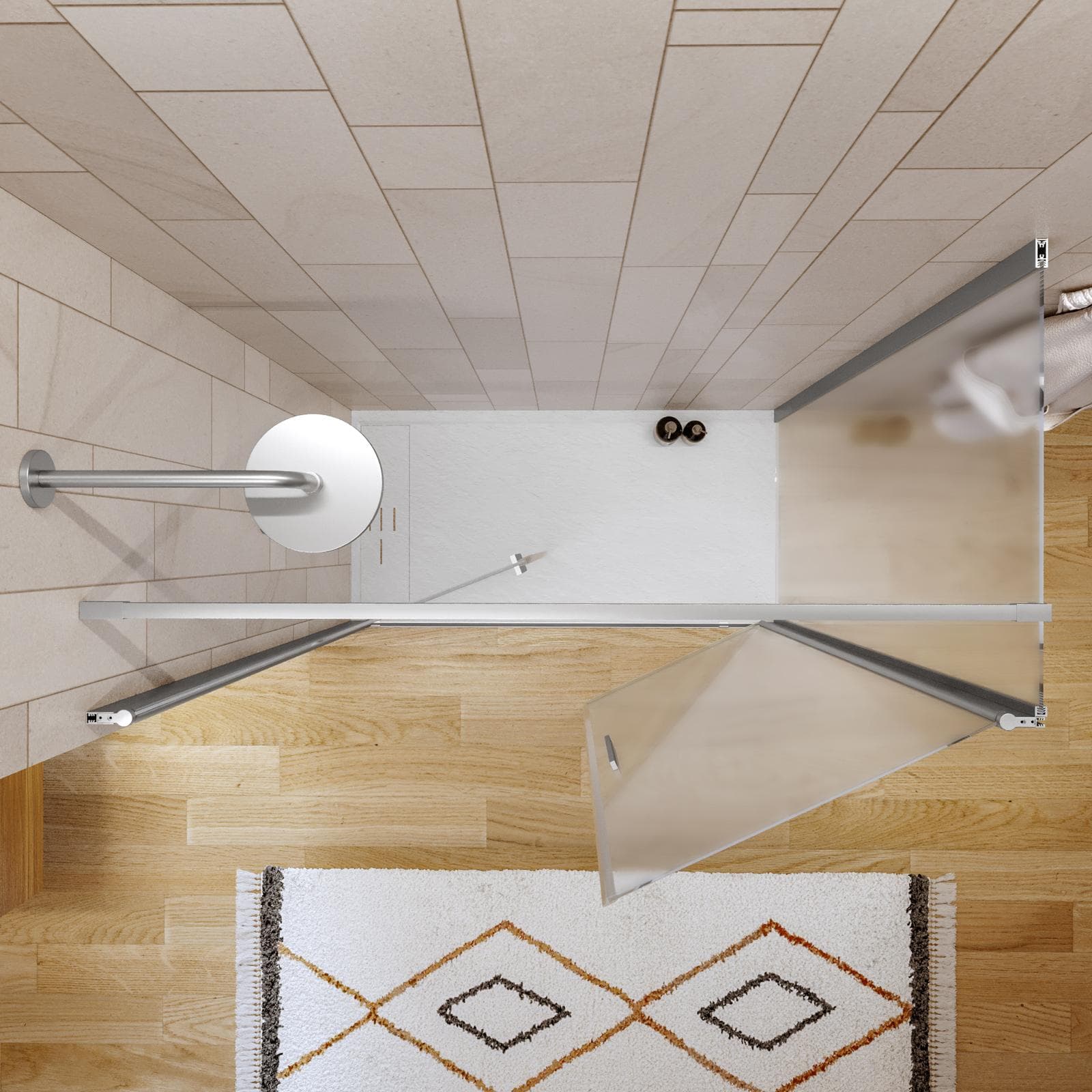Box doccia 70x140 apertura saloon con vetro anticalcare opaco e profilo cromo 195h - Lost