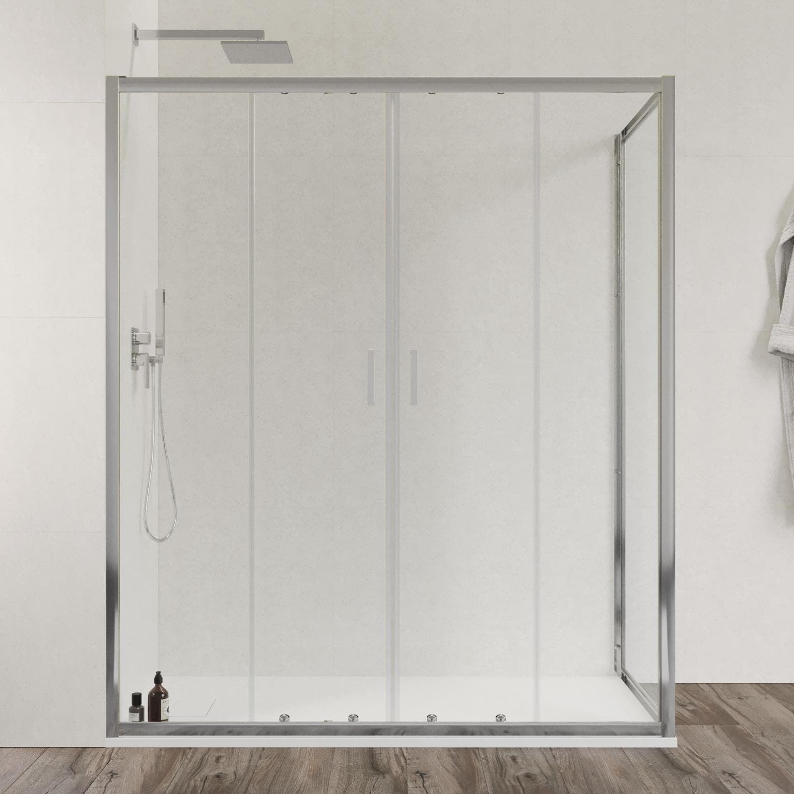 Box doccia 70x160 cm doppio scorrevole vetro temperato 6mm trasparente 185h - Young