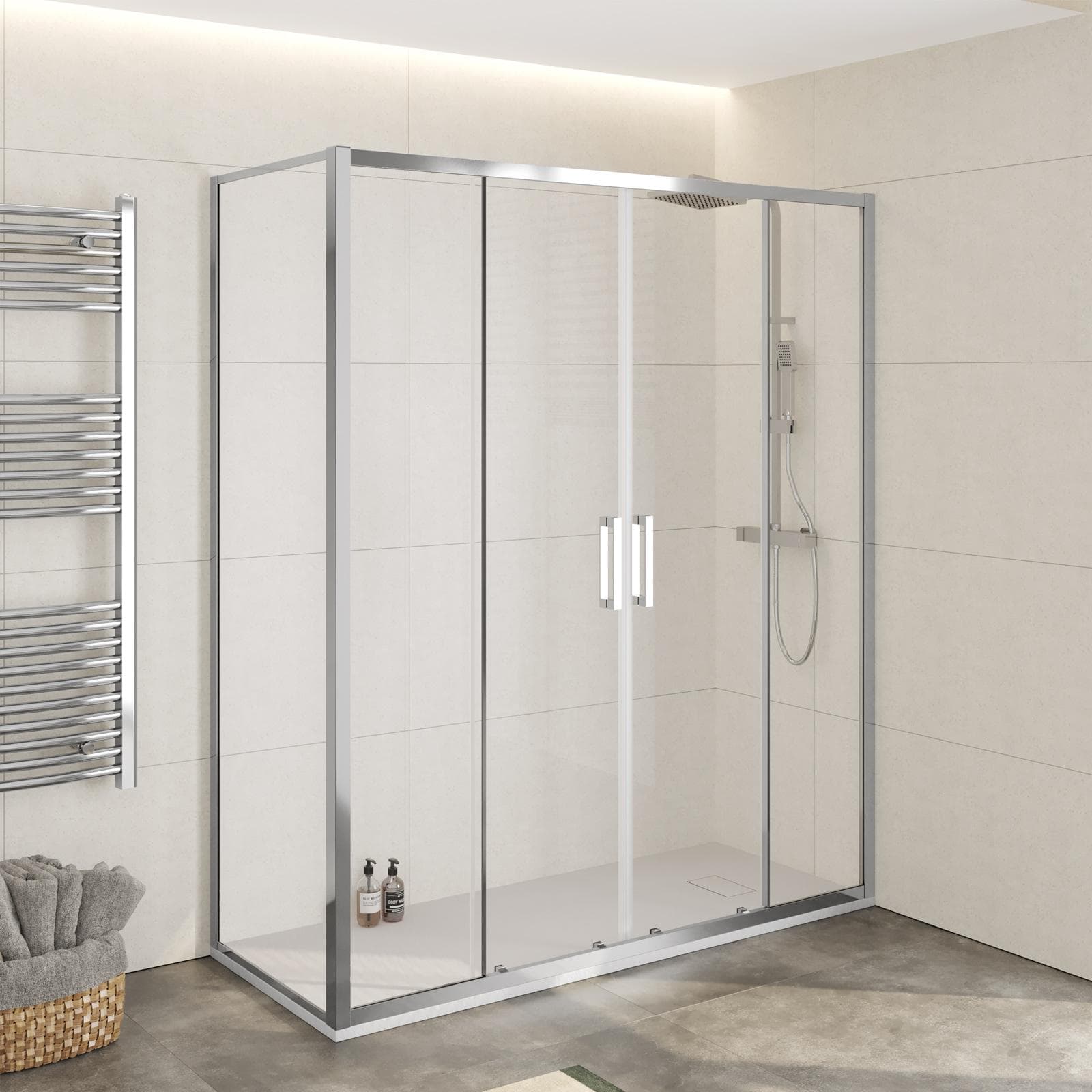 Box doccia 70x170 cm doppio scorrevole vetro trasparente anticalcare profilo cromo 195h - Moritz