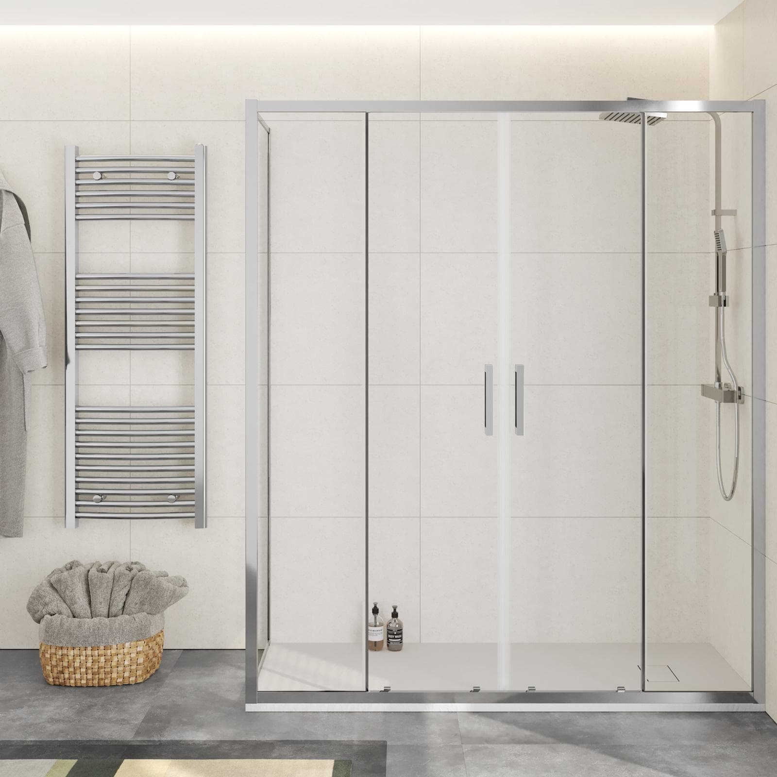 Box doccia 70x170 cm doppio scorrevole vetro trasparente anticalcare profilo cromo 195h - Moritz
