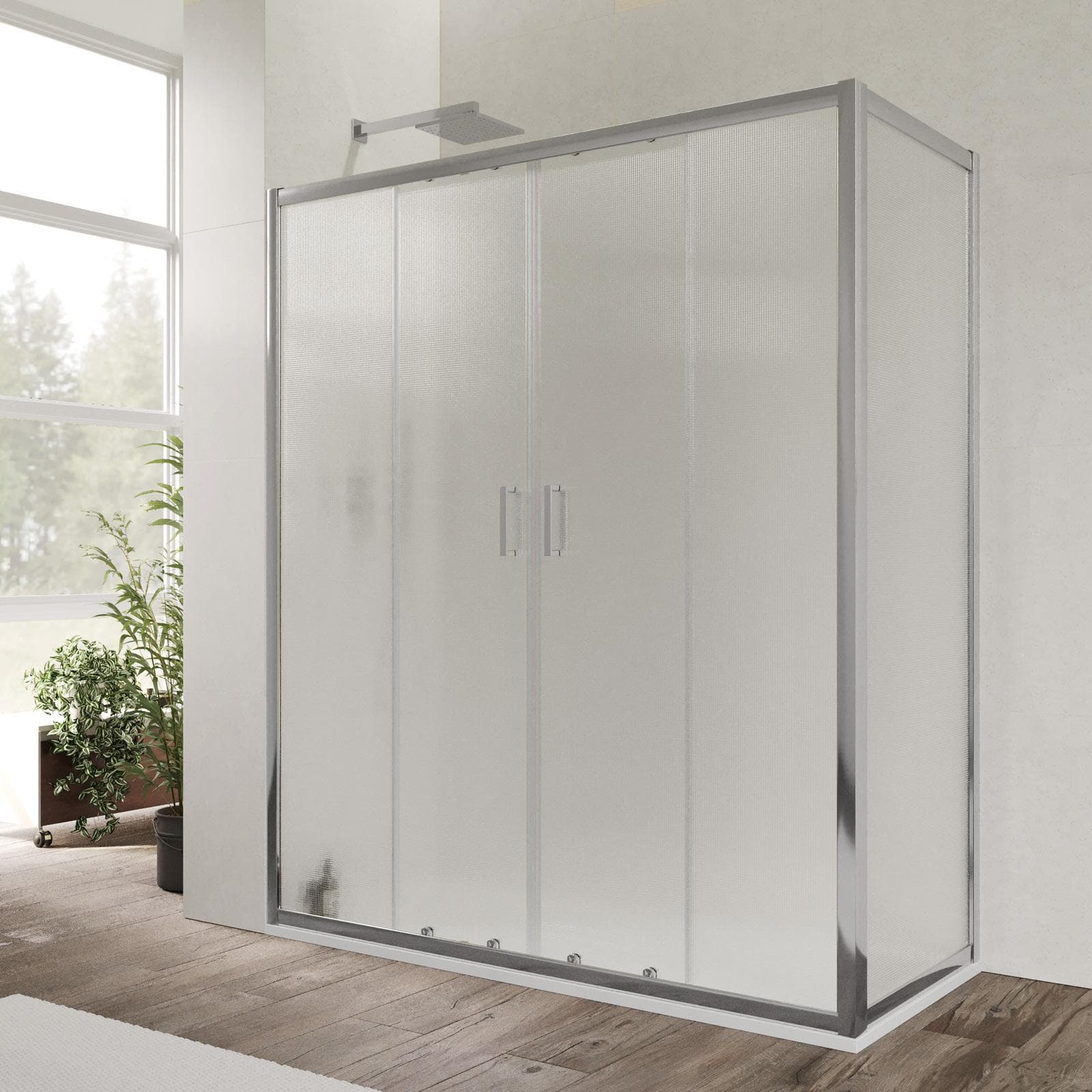 Box doccia 70x170 cm doppio scorrevole vetro temperato 6mm stampato 185h - Young