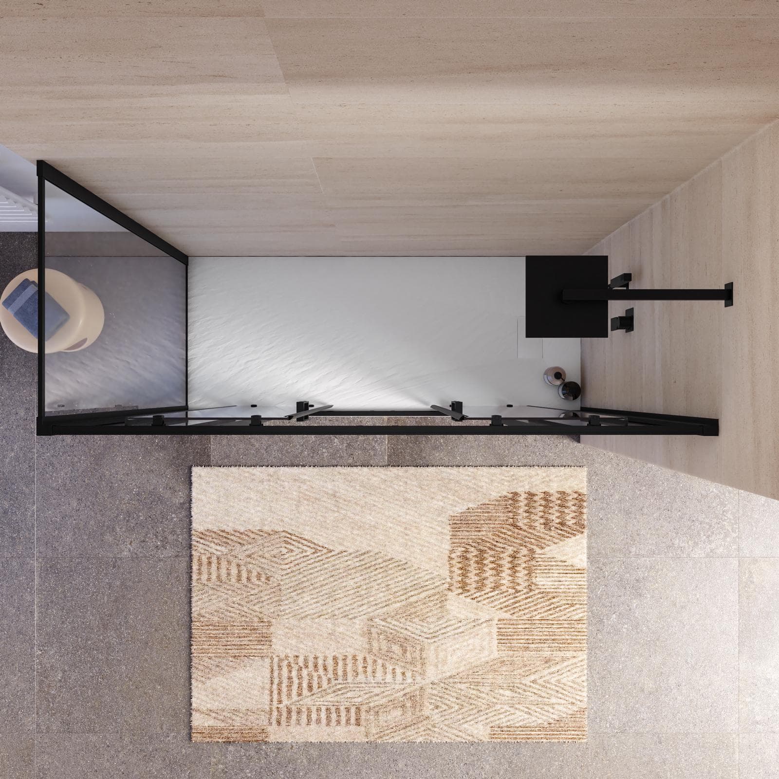 Box doccia 70x170 cm scorrevole 4 ante anticalcare profilo nero - Naomi