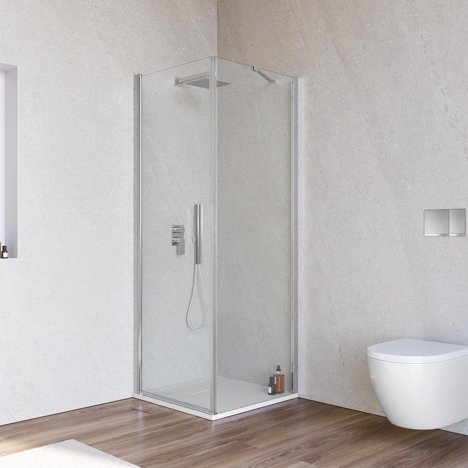 Box doccia 70x70 cm battente 70 cm con vetro temperato trasparente e profilo cromo 195h - Nilo