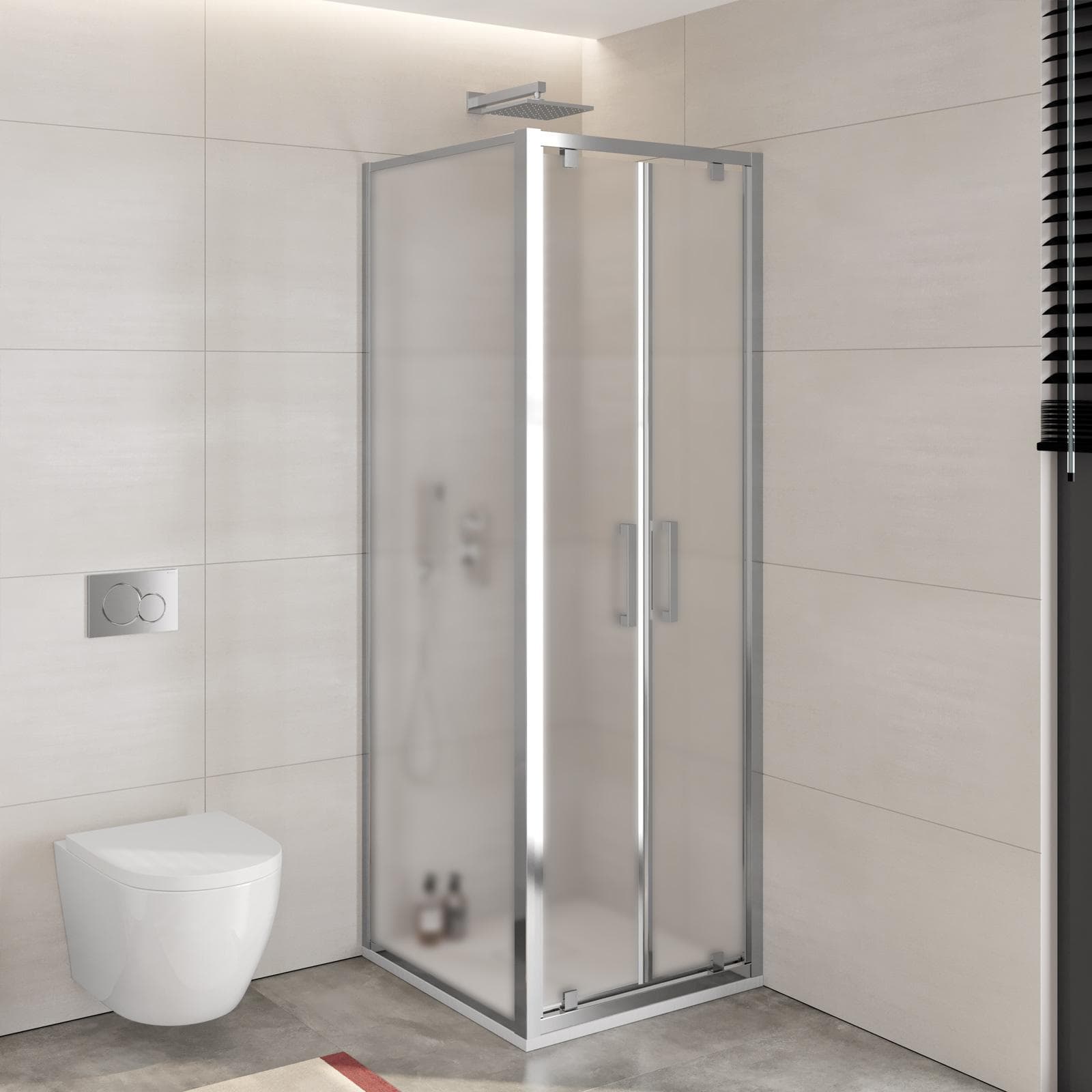 Box doccia 70x70 cm doppio battente vetro opaco profilo cromo 195h - Moritz