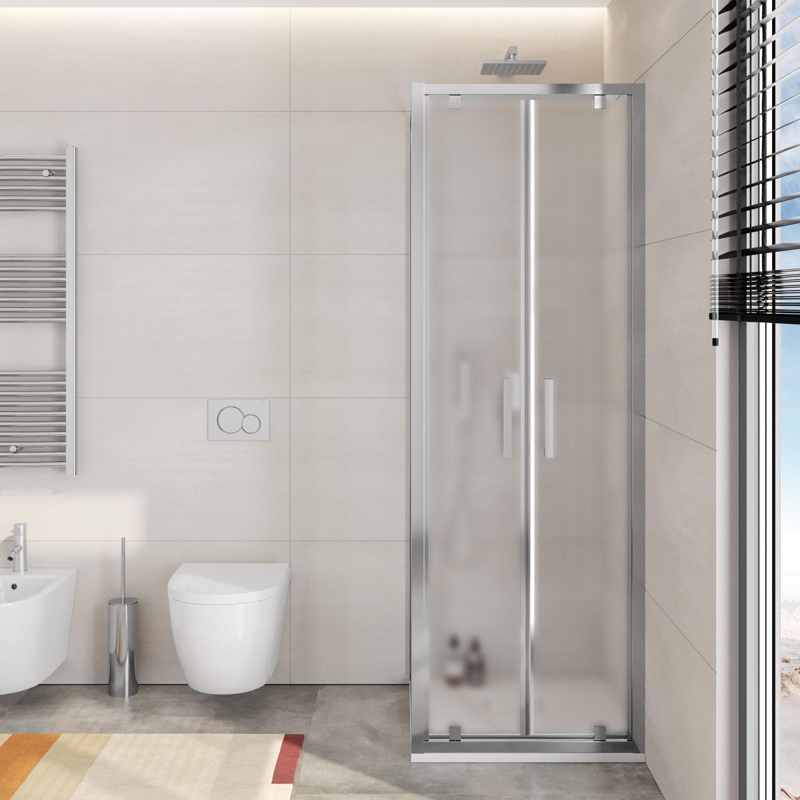 Box doccia 70x70 cm doppio battente vetro opaco profilo cromo 195h - Moritz